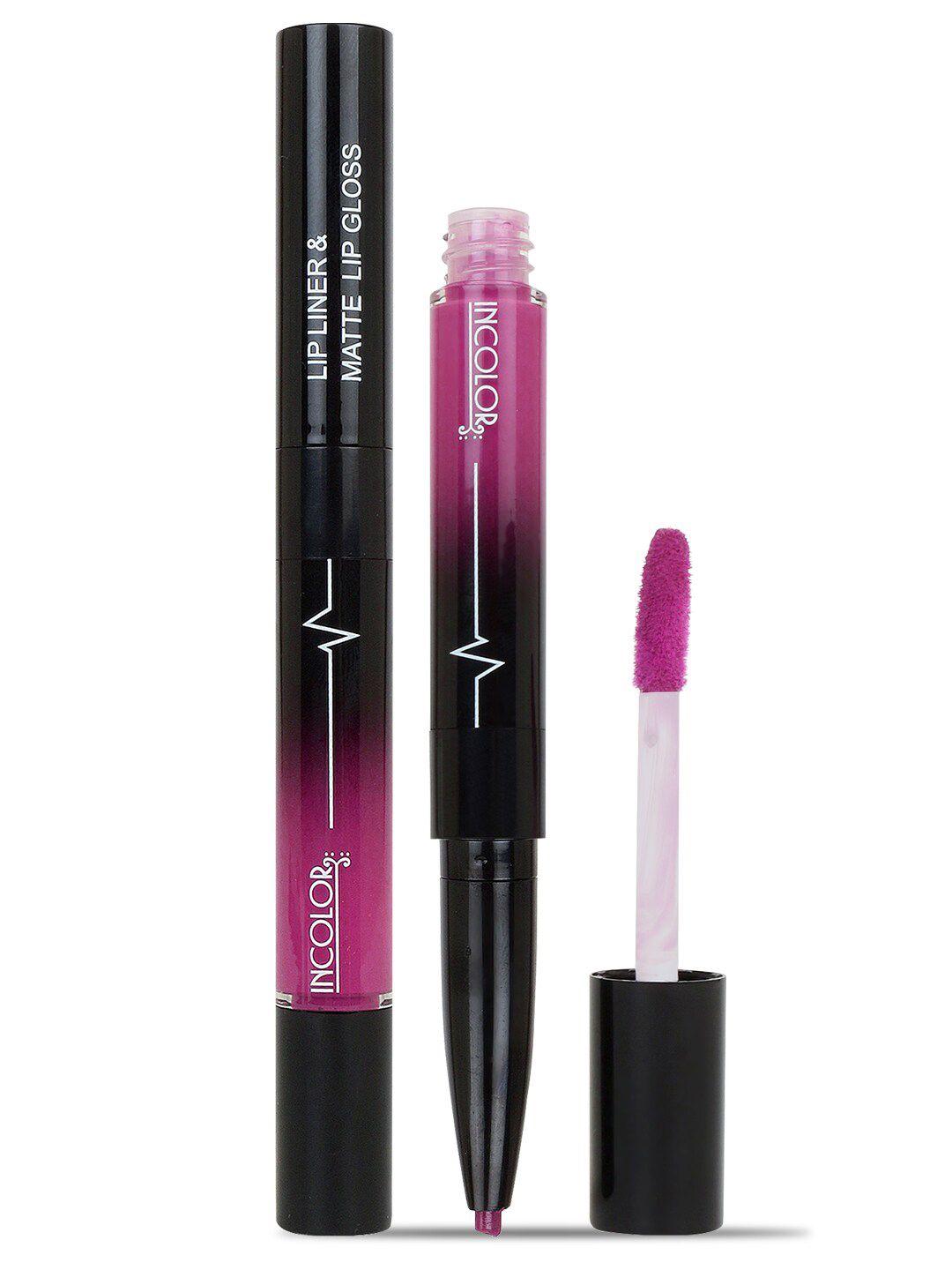 incolor 2 in 1 lip liner & matte lip gloss 4ml pink