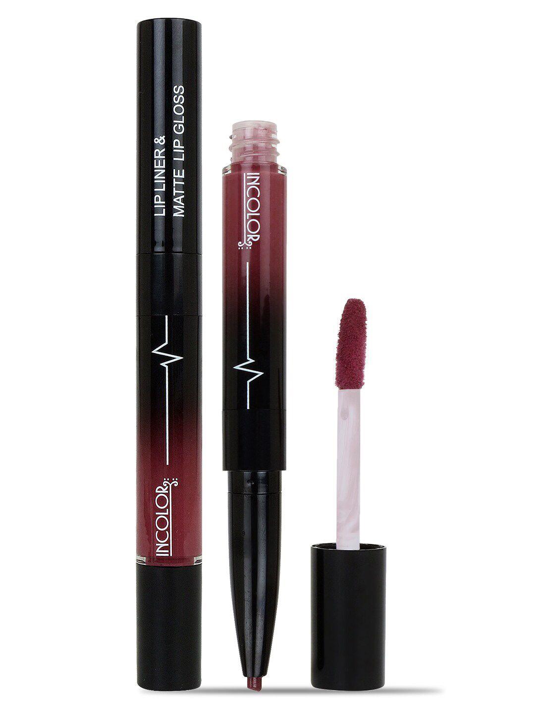 incolor 2 in 1 lip liner & matte lip gloss 4ml purple