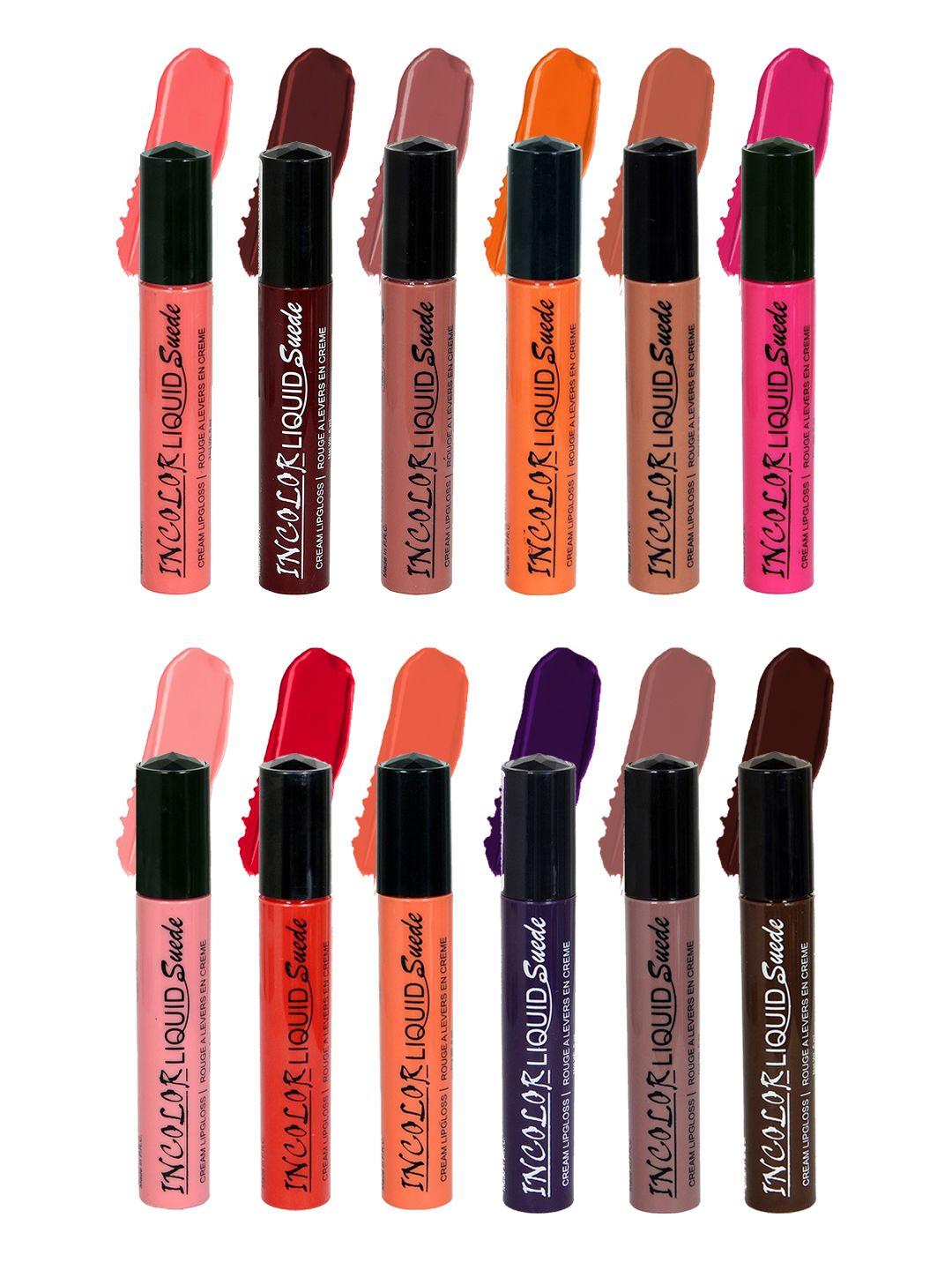 incolor pack of 12 liquid suede lip gloss