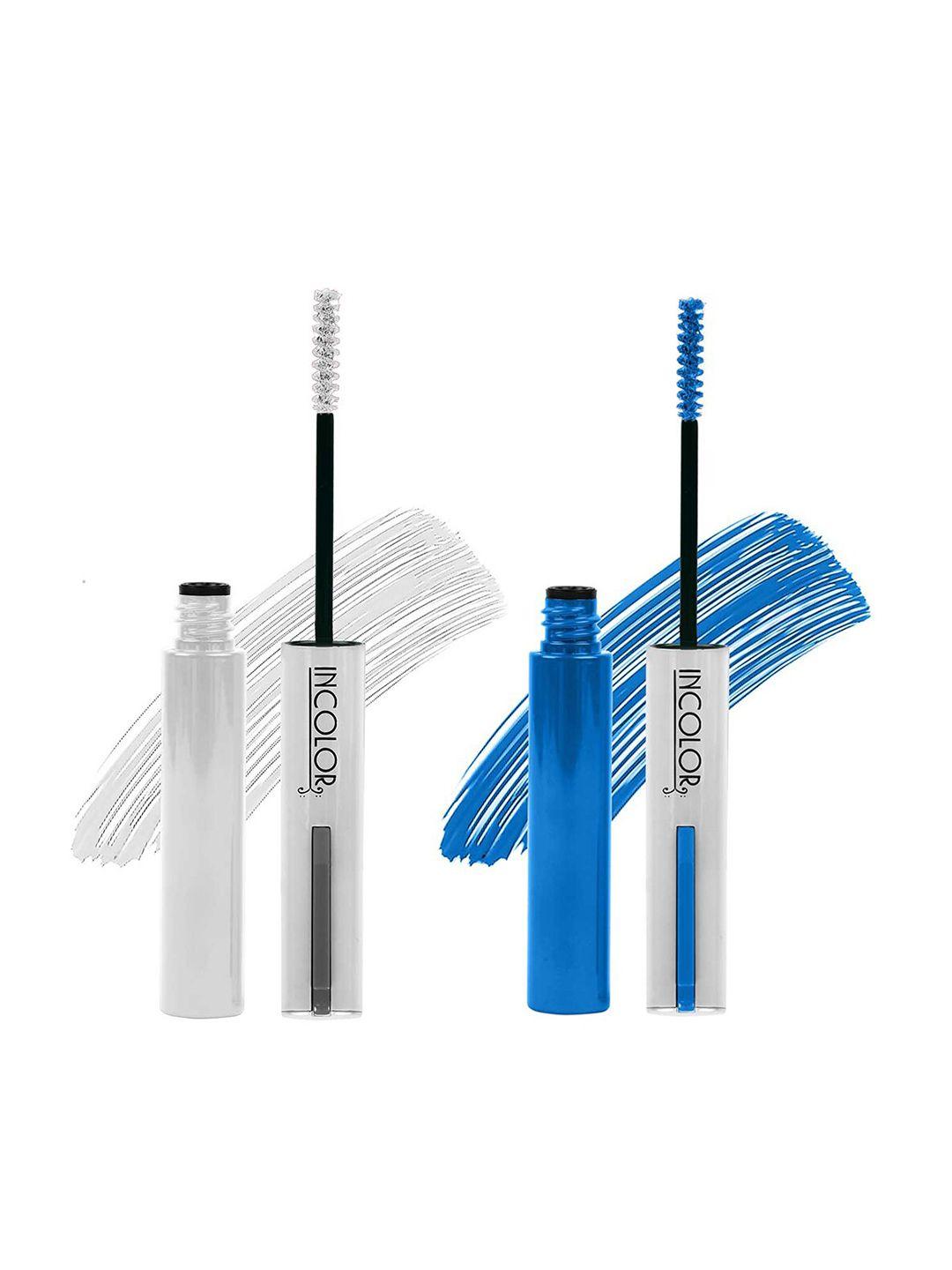 incolor set of 2 light weight color mascara 6ml each - milky white 02 & blueberry pop 03