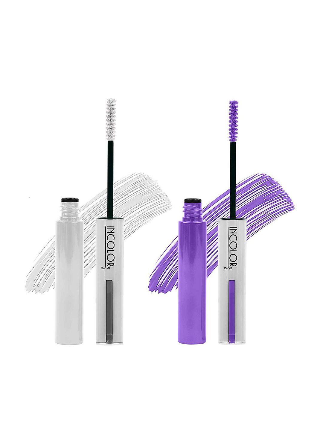 incolor set of 2 light weight color mascara 6ml each - true purple 06 & milky white 02
