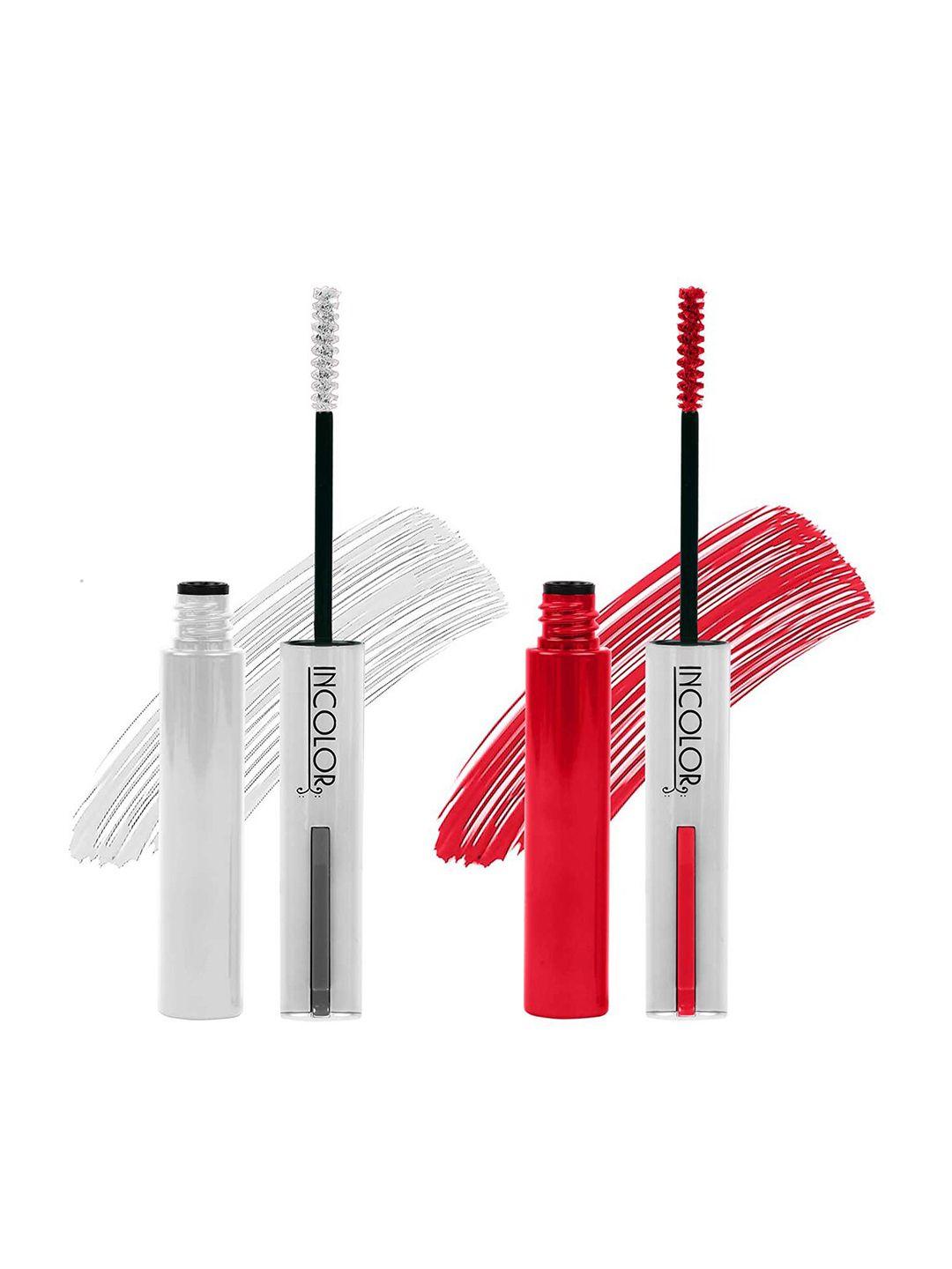 incolor set of 2 long lasting mascaras 6 ml each - milky white 02 & imperial red 05