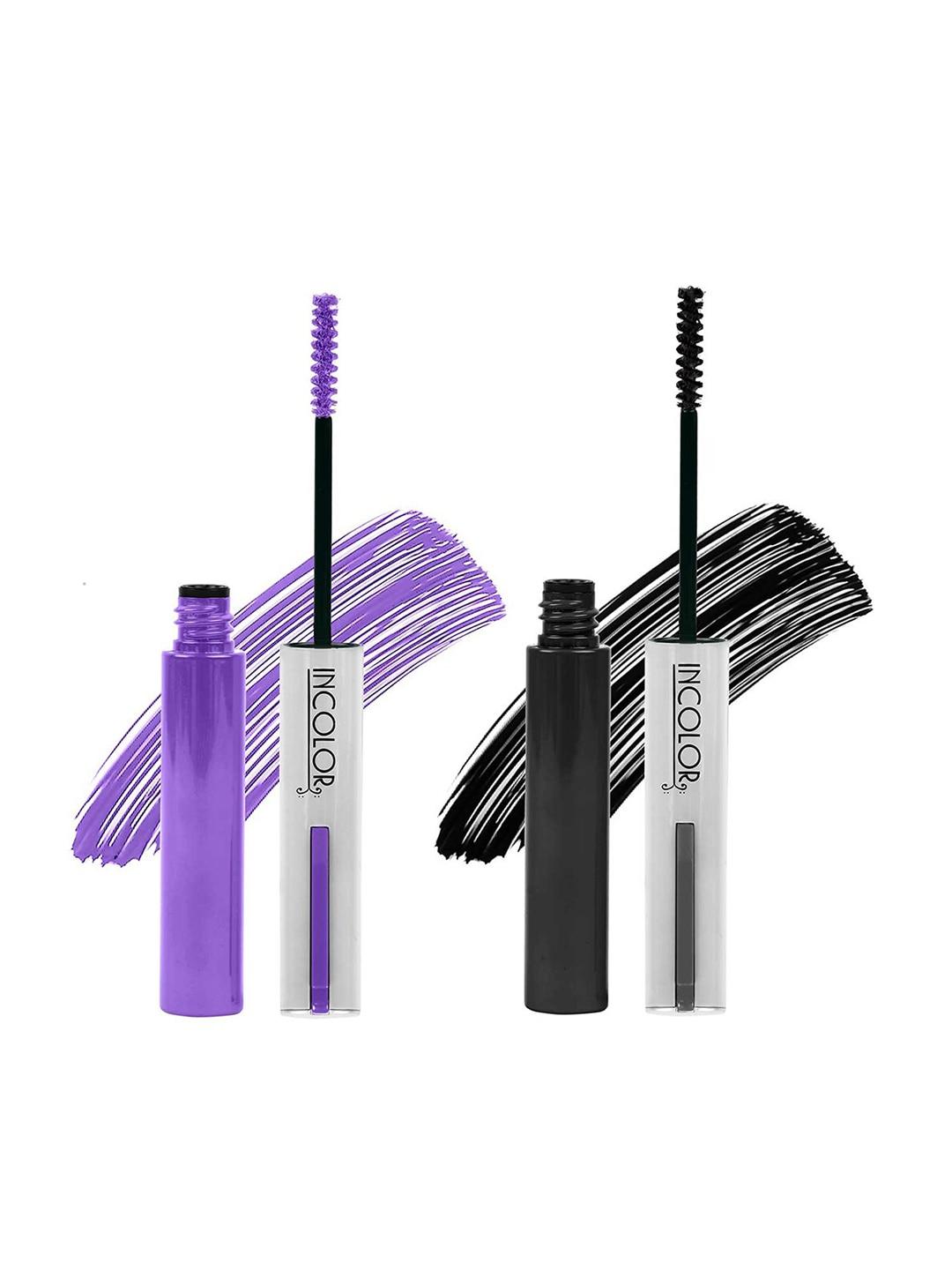 incolor set of 2 long lasting mascaras 6 ml each - smoky black 01 & true purple 06