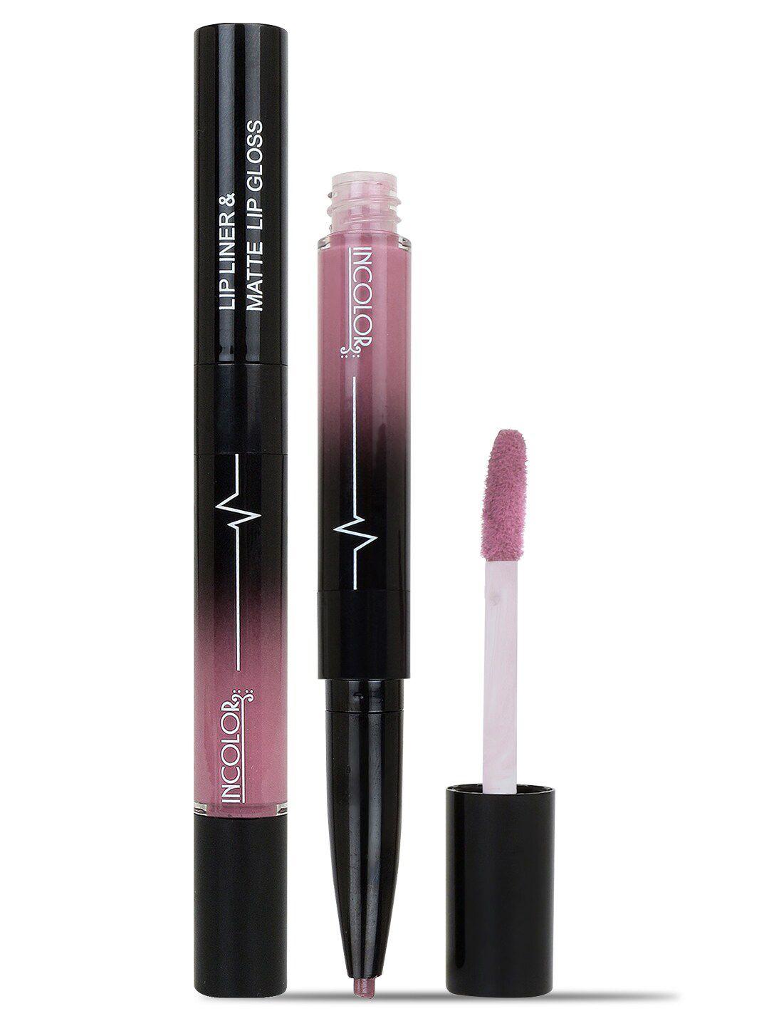 incolor 2 in 1 lip liner & matte lip gloss 4ml nude 07