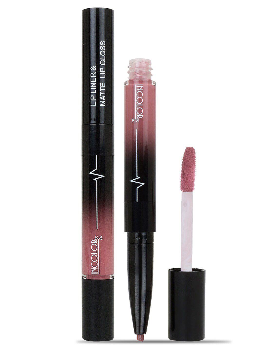 incolor 2 in 1 lip liner & matte lip gloss 4ml nude 16