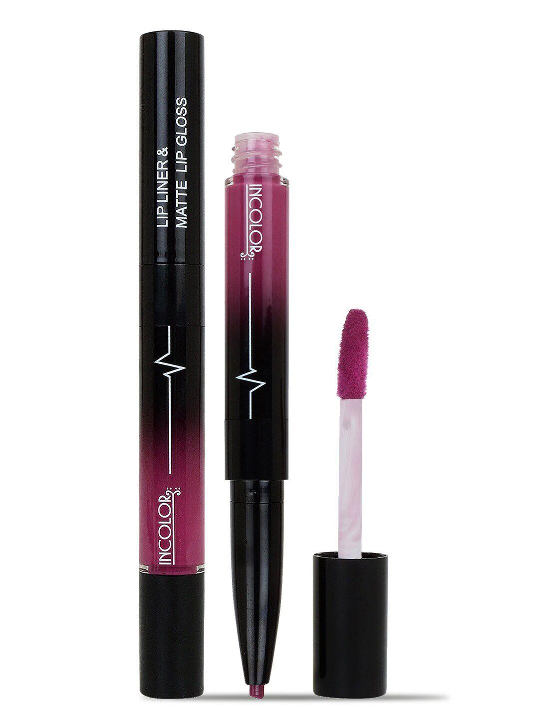 incolor 2 in 1 lip liner & matte lip gloss 4ml purple 08