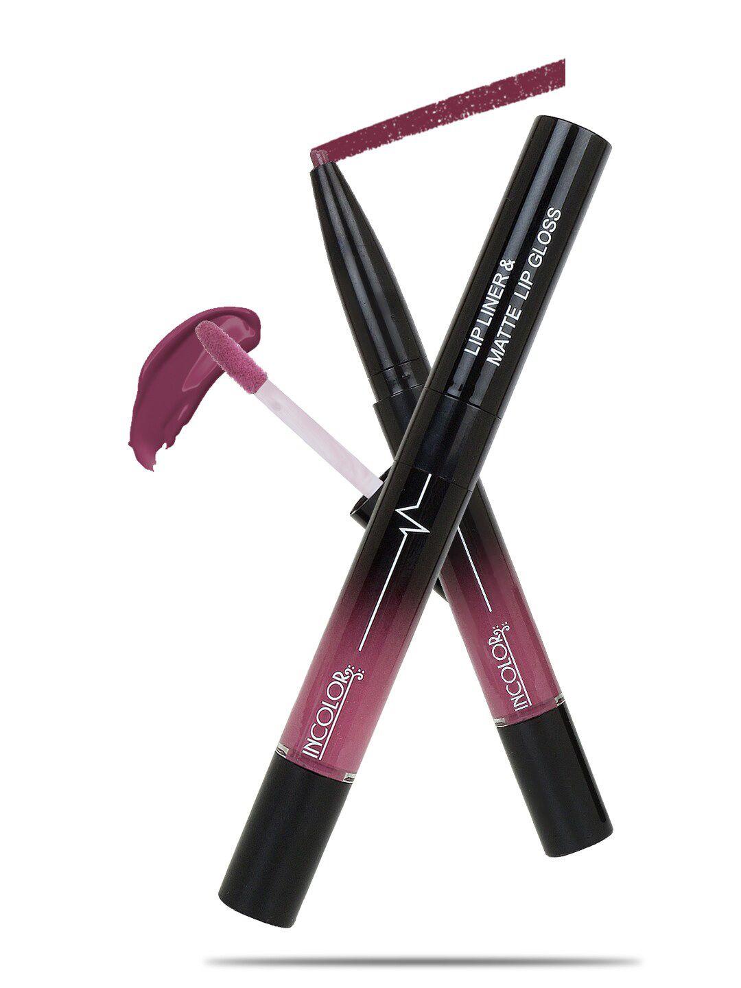 incolor 2 in 1 lip liner & matte lip gloss 4ml violet