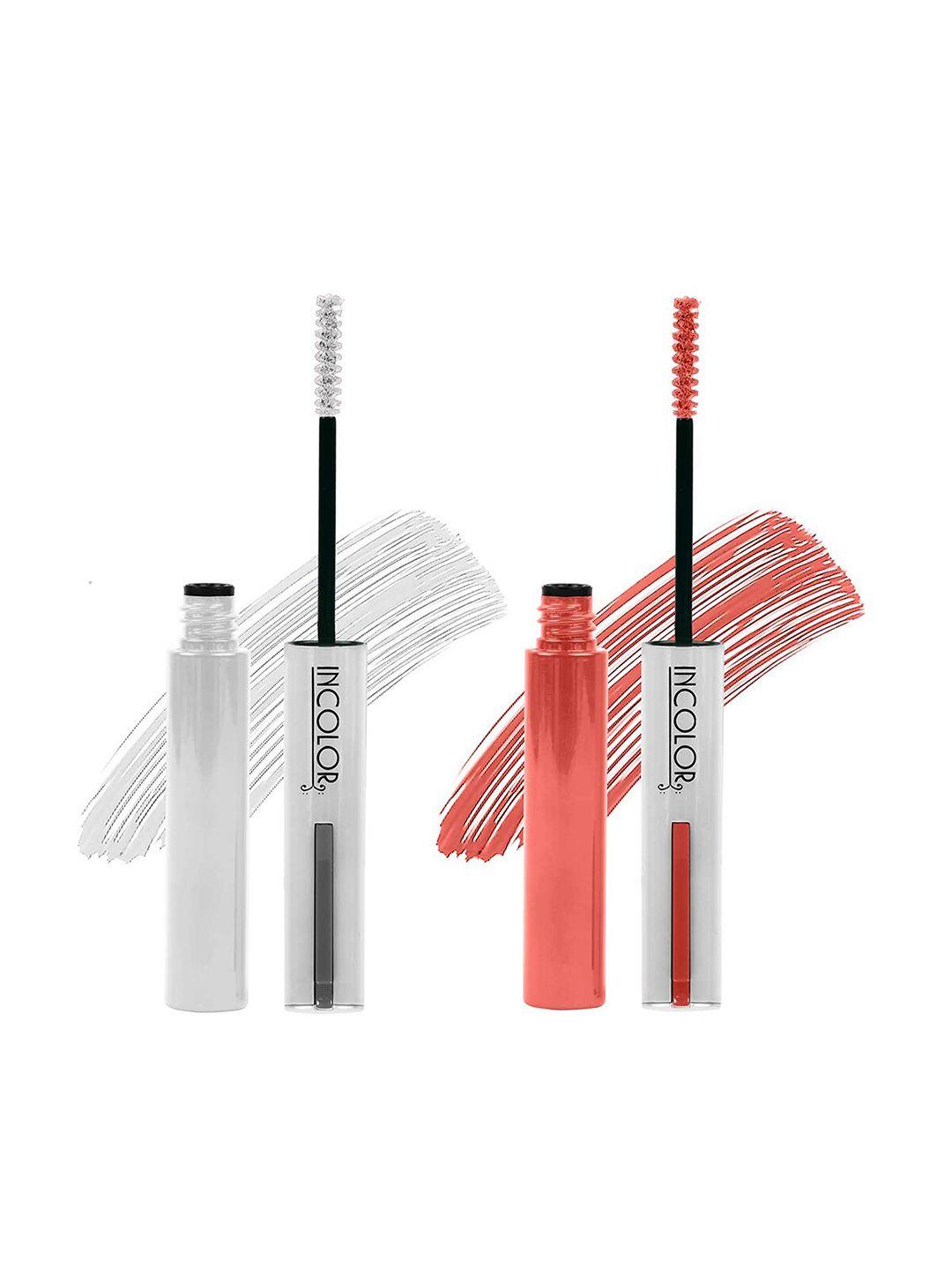 incolor set of 2 light weight color mascara 6ml each - orange zest 04 & milky white 02