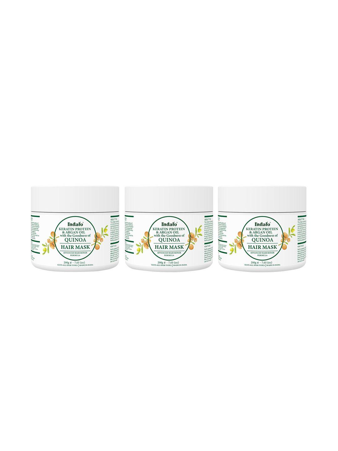 indalo set of 3 quinoa hair mask with keratin protein & argan oil - 200g each