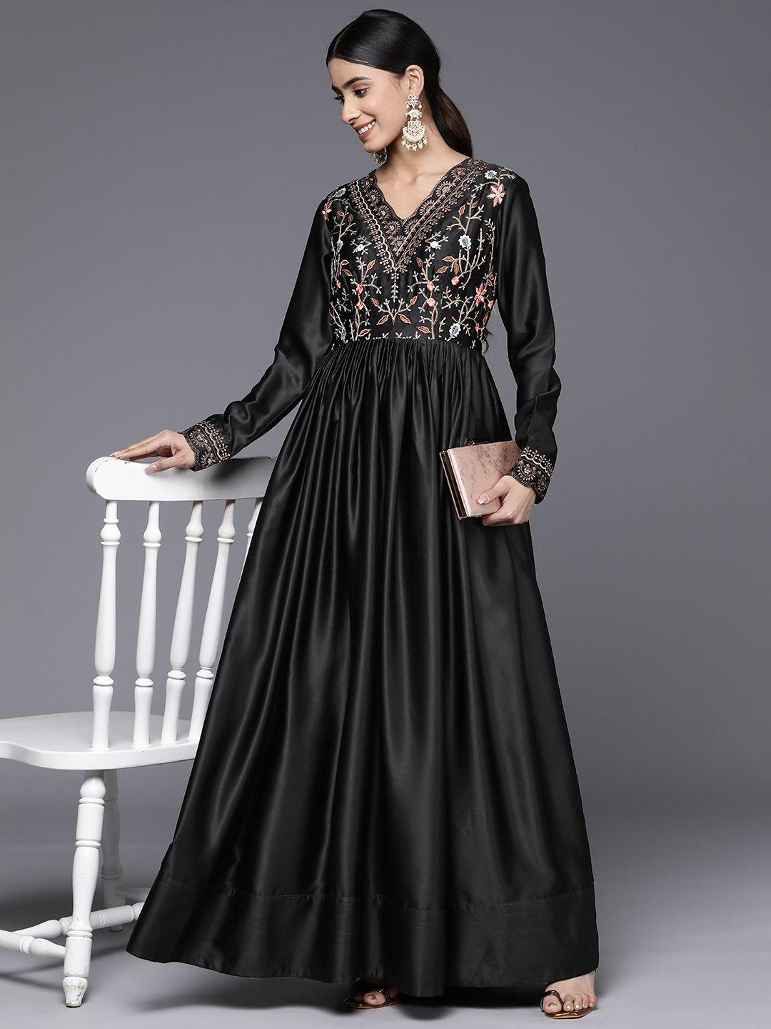 inddus-floral-thread-work-embroidered-satin-maxi-ethnic-dress