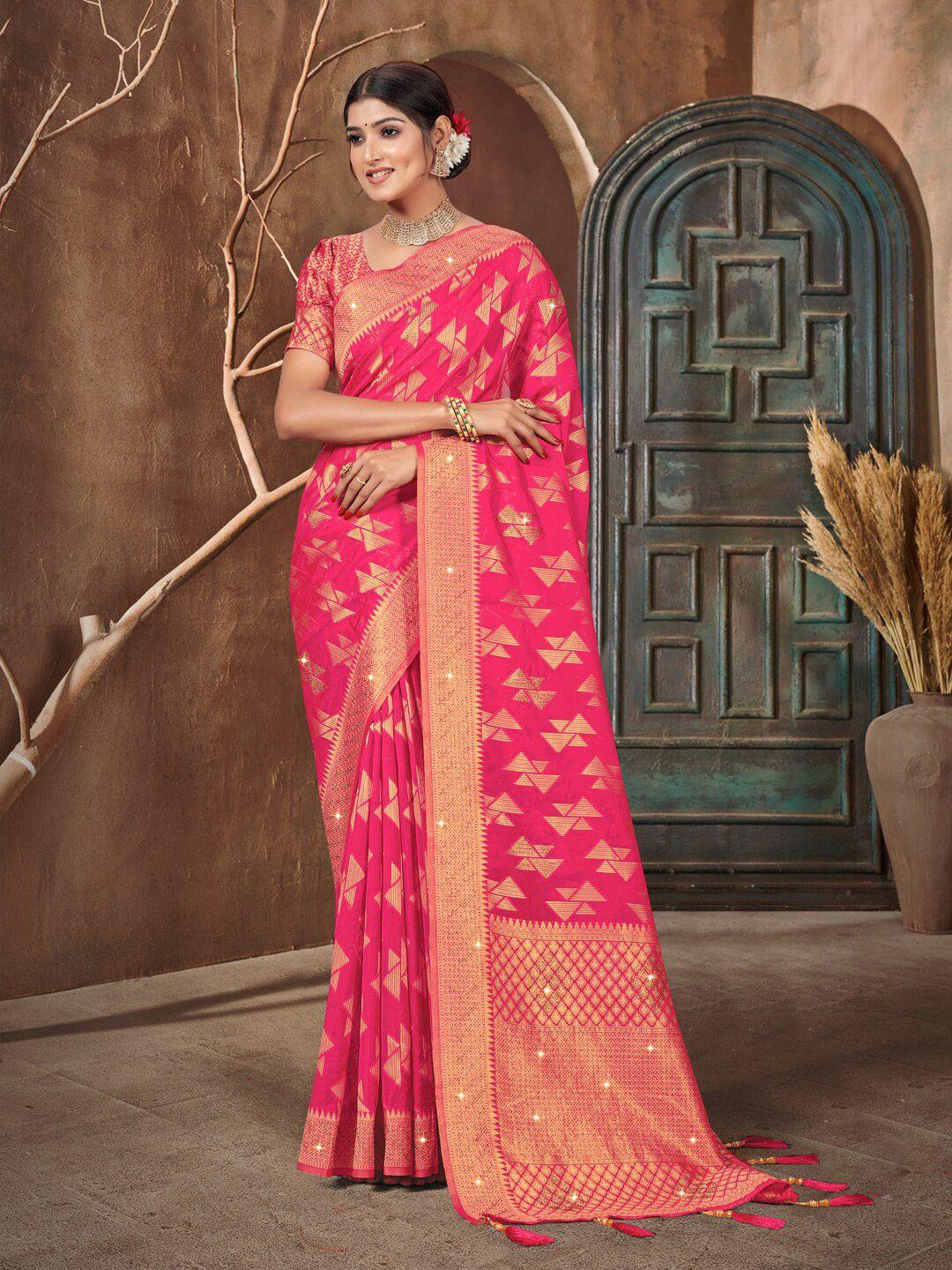 inddus embellished zari organza banarasi saree