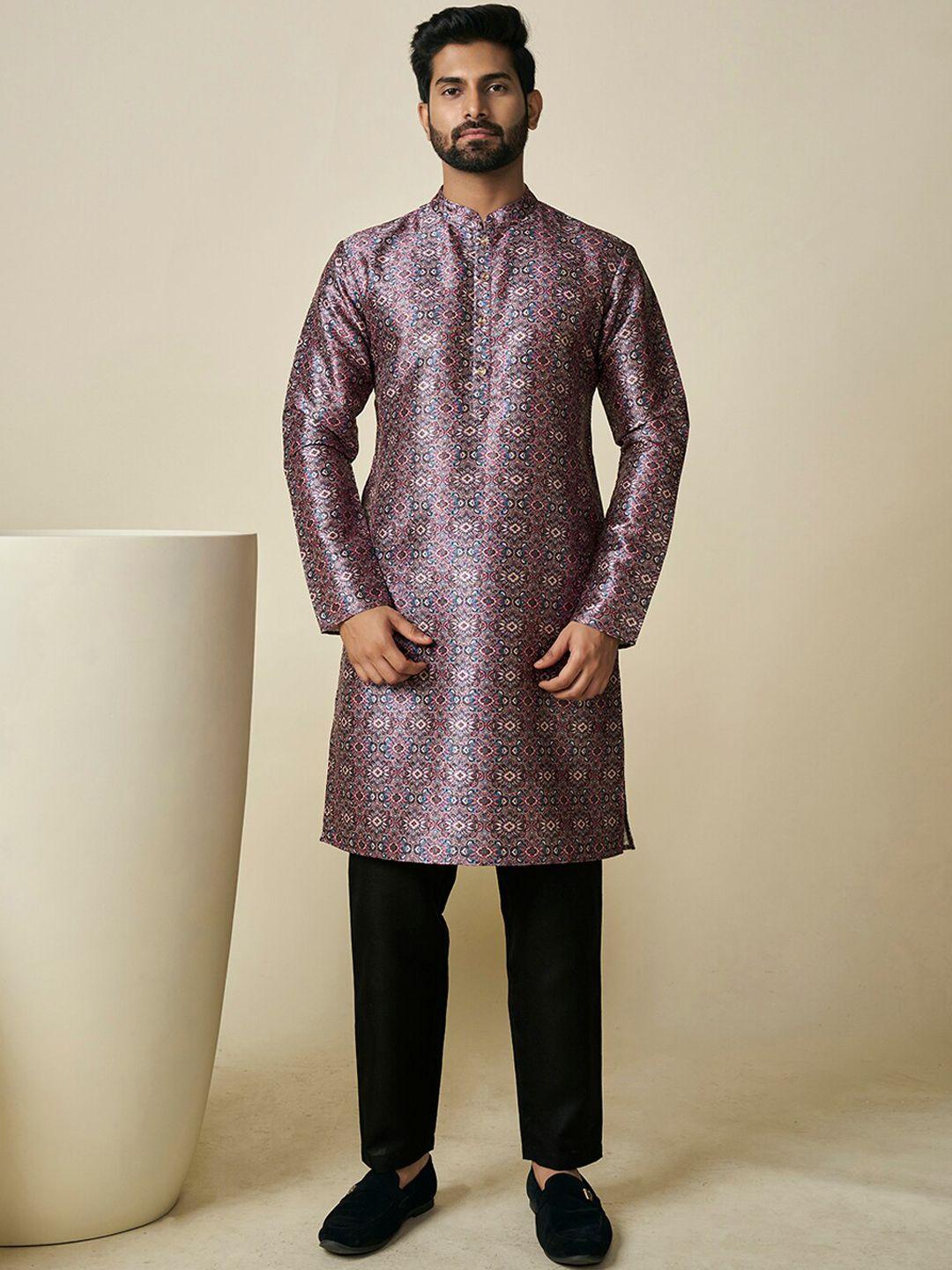 inddus ethnic motif printed straight kurta