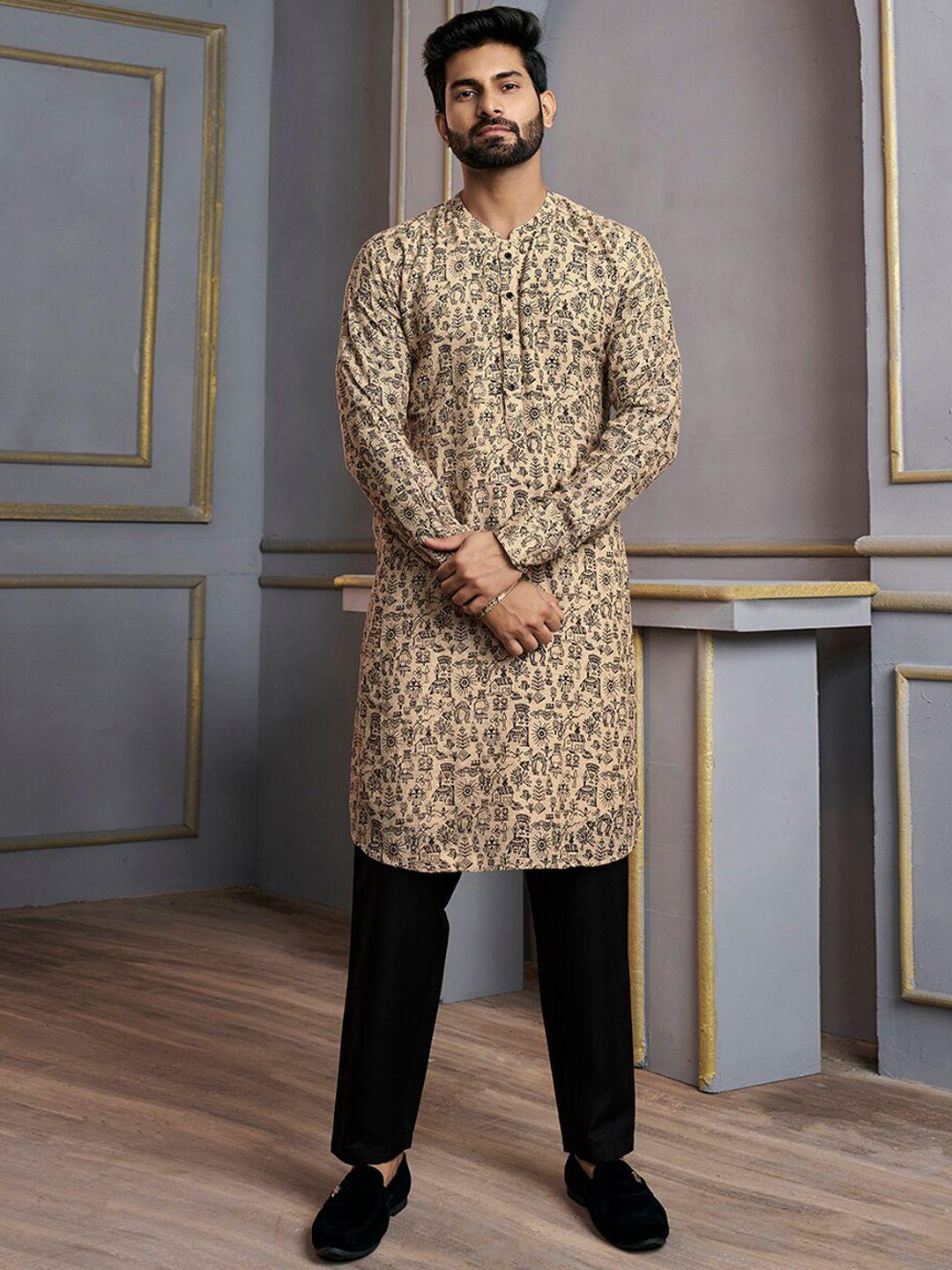 inddus ethnic motif printed straight kurta