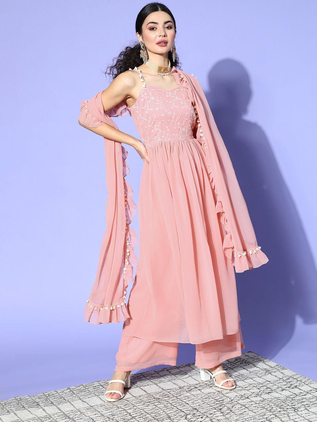 inddus floral poly-georgette gown for days kurta set