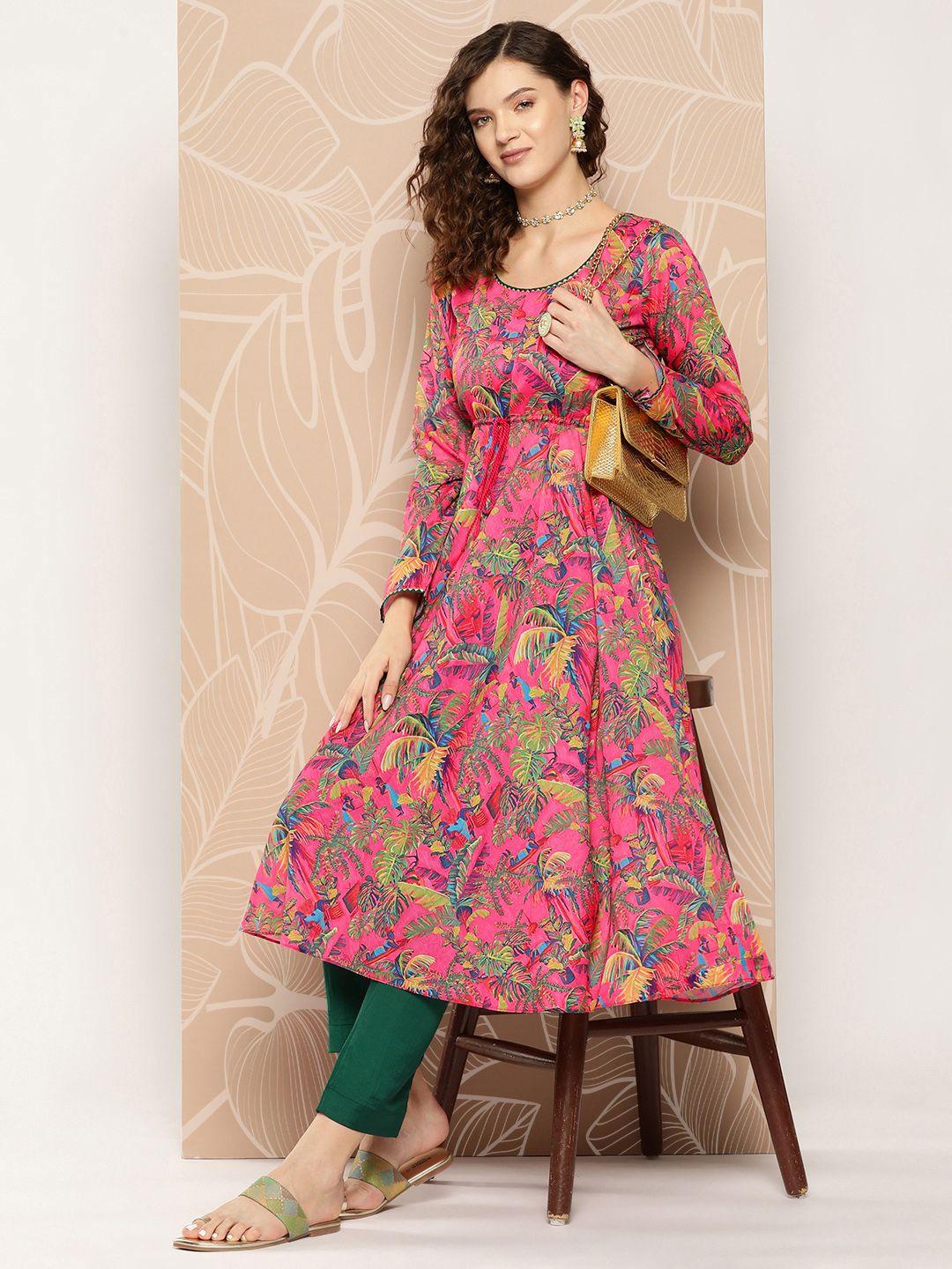 inddus floral printed kurta with trousers