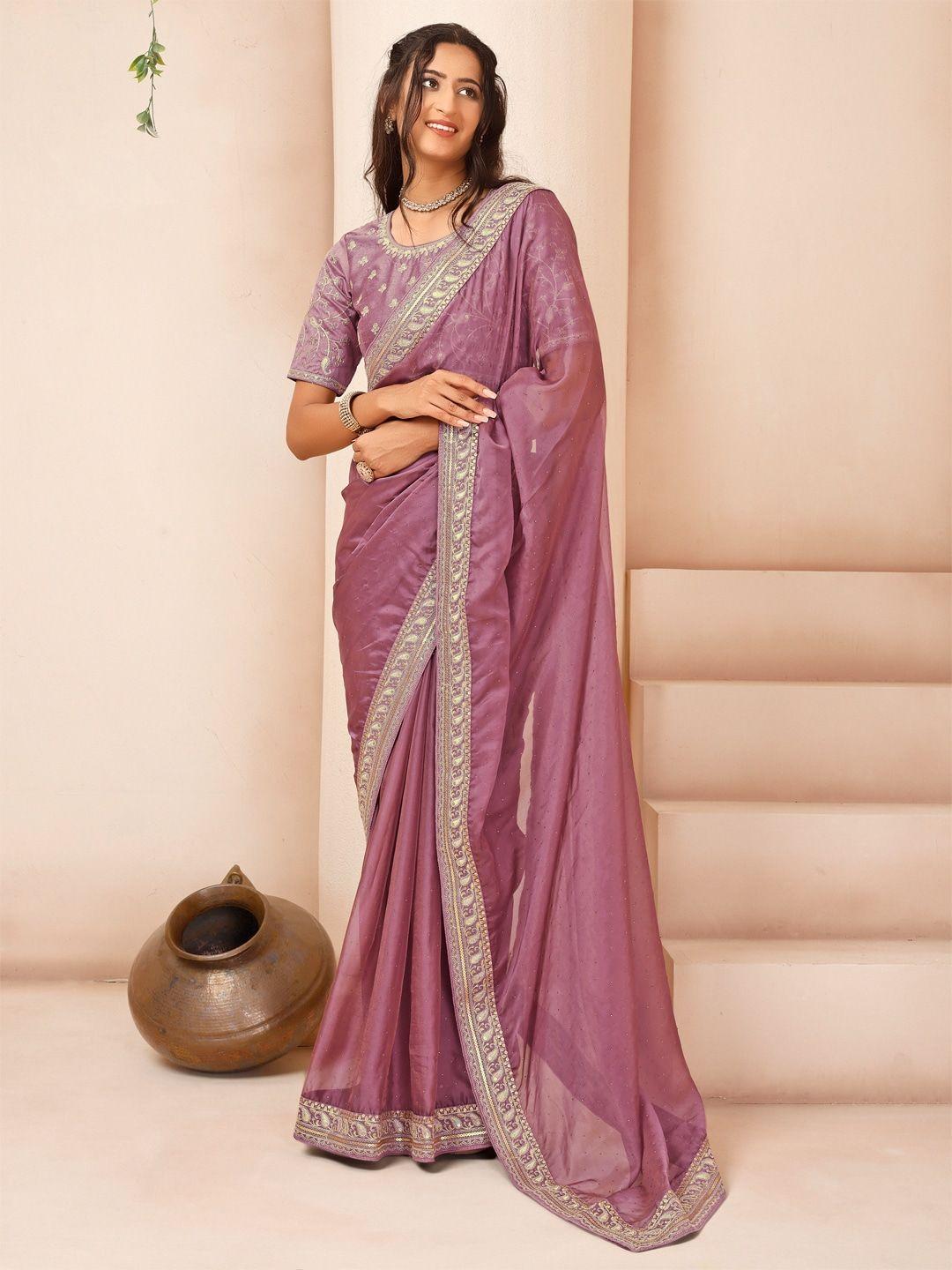 inddus geometric printed organza saree