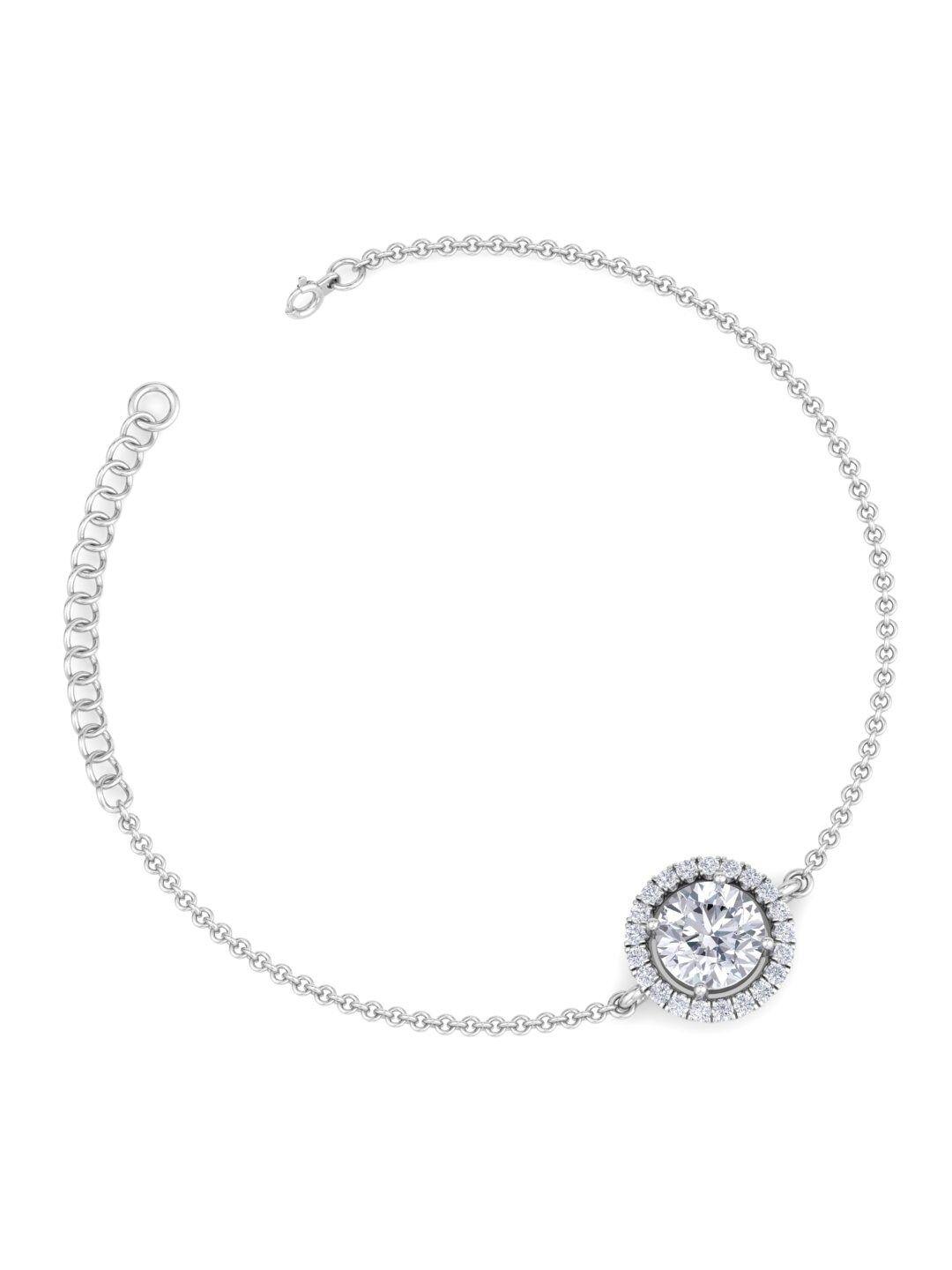 inddus jewels 925 sterling silver rhodium-plated cubic zirconia circular link bracelet