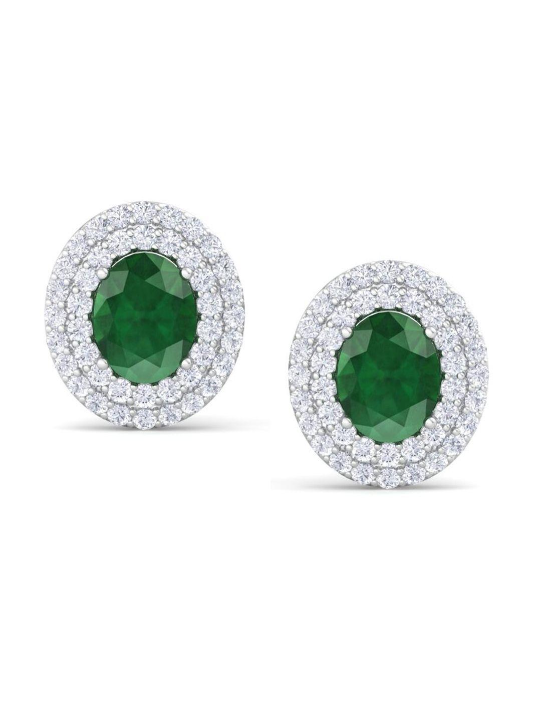 inddus jewels rhodium-plated 925 sterling silver cubic zirconia studded studs earrings