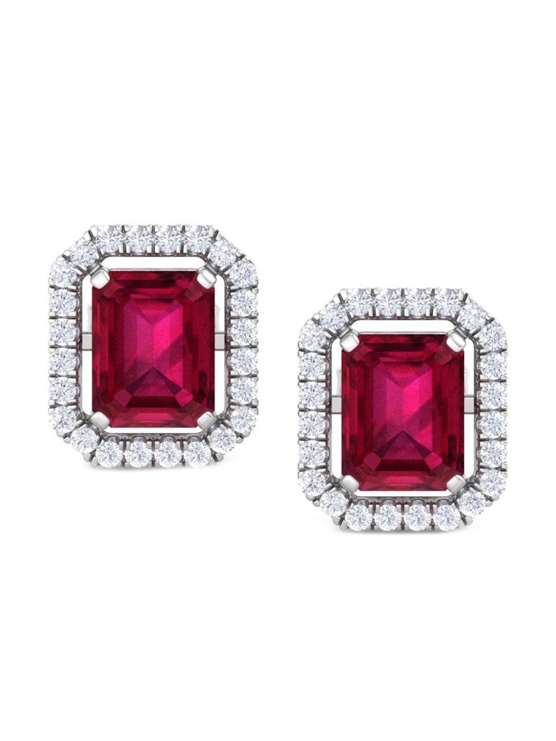 inddus jewels rhodium-plated 925 sterling silver cubic zirconia studded studs earrings
