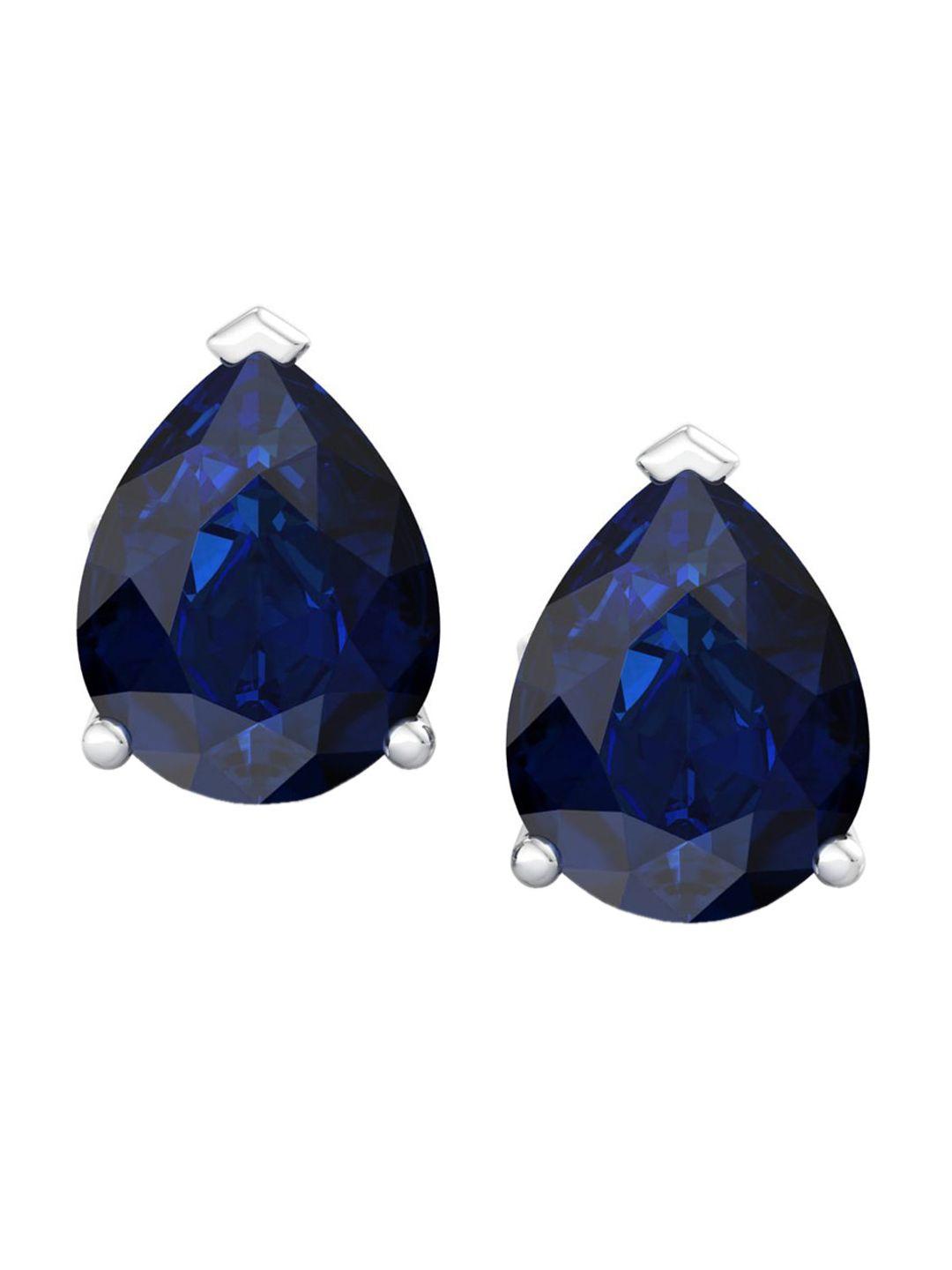 inddus jewels rhodium-plated 925 sterling silver tear drop shaped studs earrings