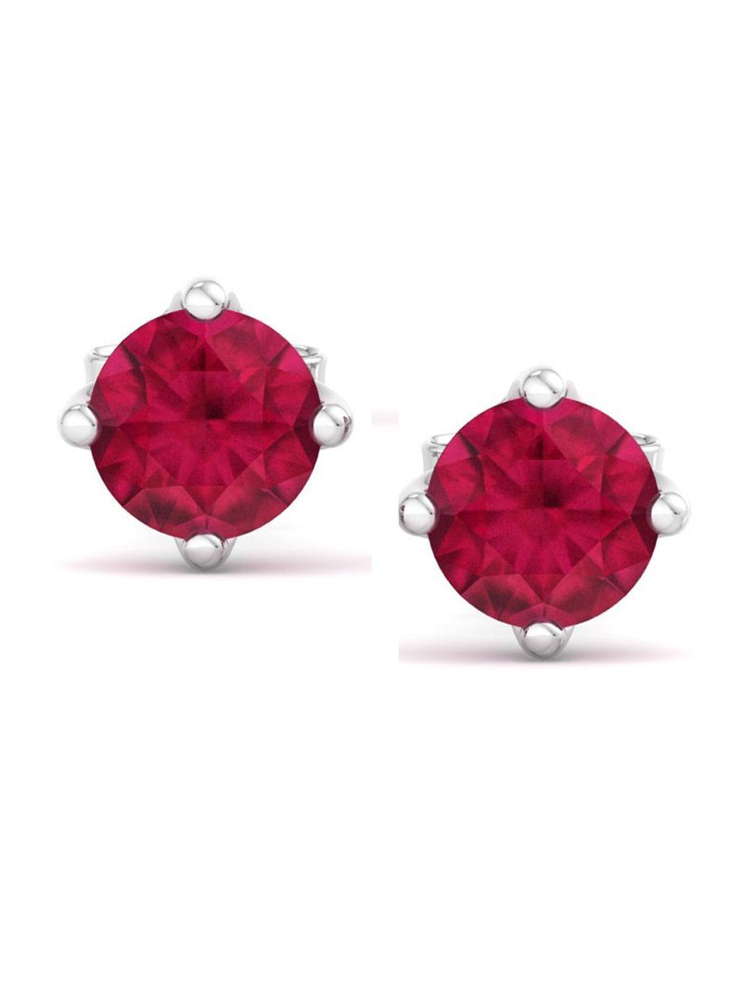 inddus jewels rhodium-plated circular shaped studs earrings