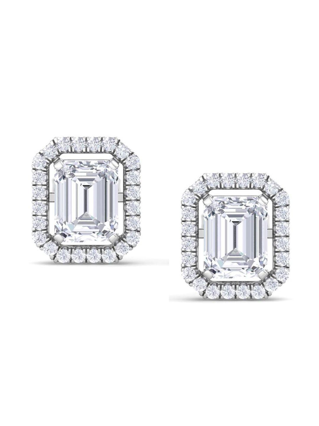 inddus jewels rhodium-plated cubic zirconia stud earrings