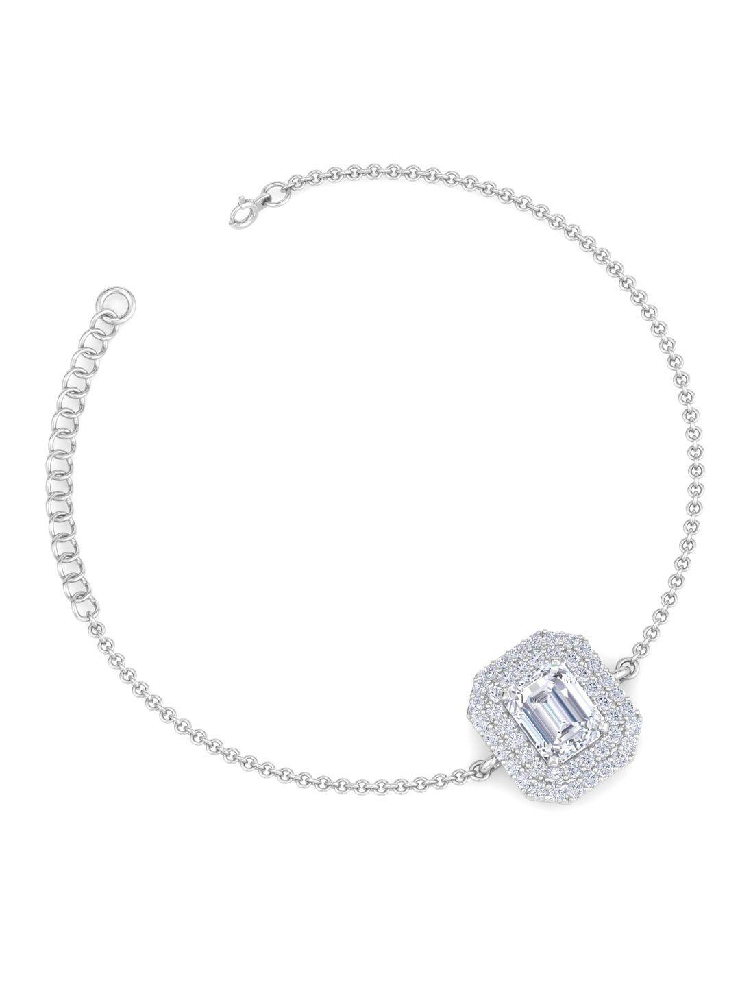 inddus jewels rhodium-plated cz link bracelet