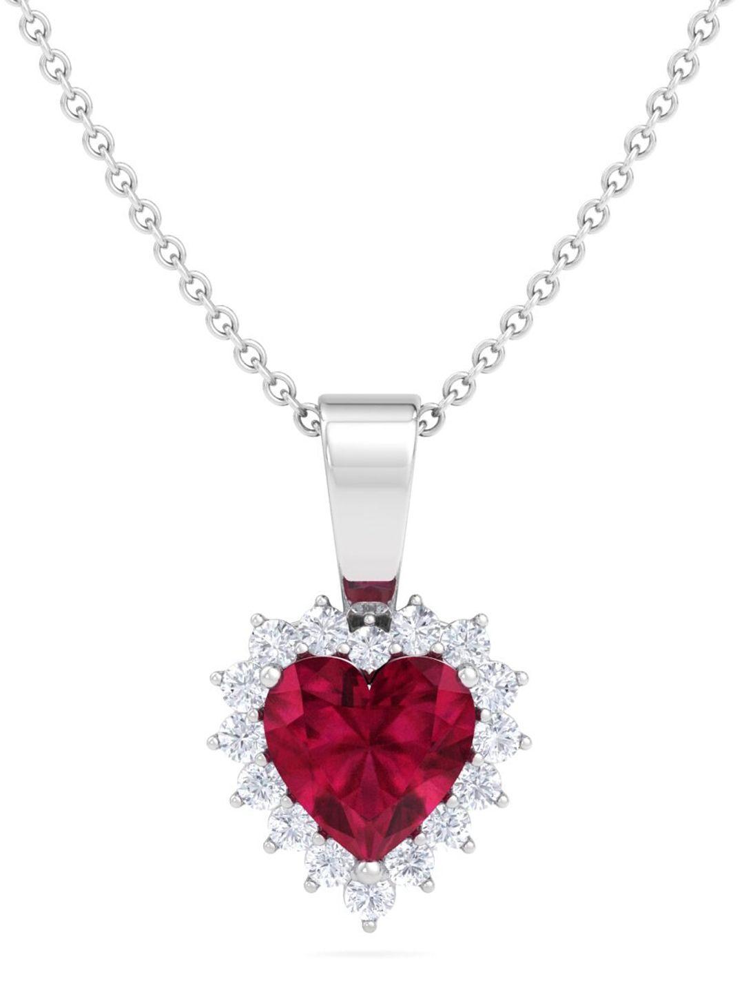 inddus jewels rhodium-plated cz-studded pendant with chain