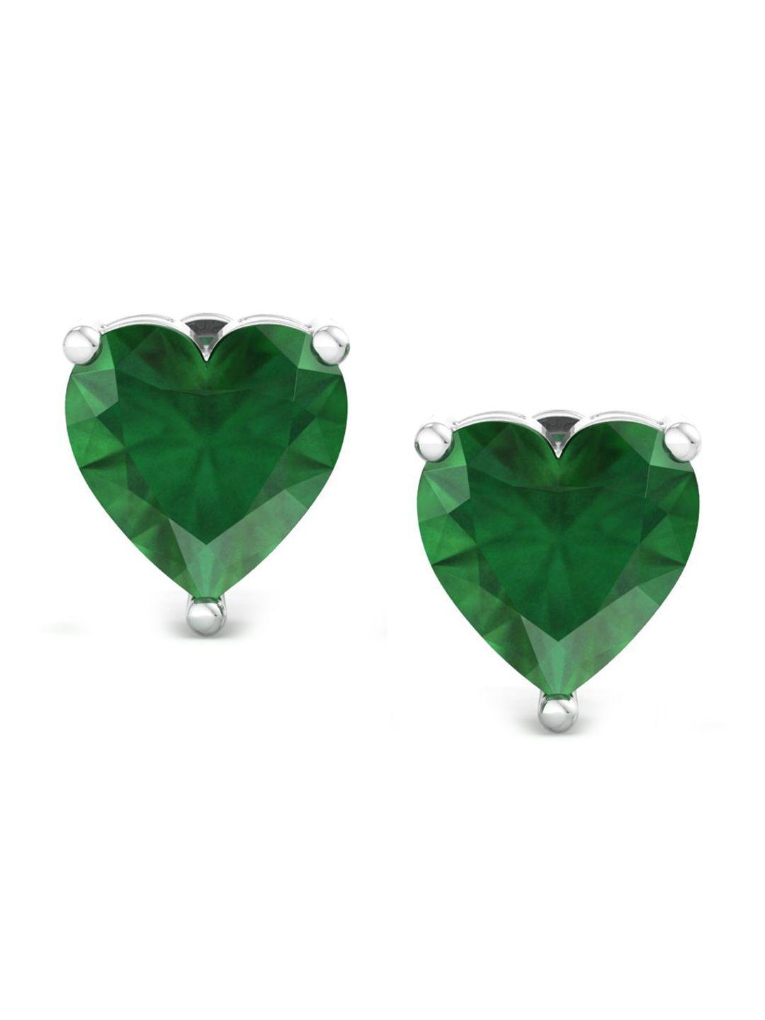 inddus jewels rhodium-plated heart shaped studs earrings