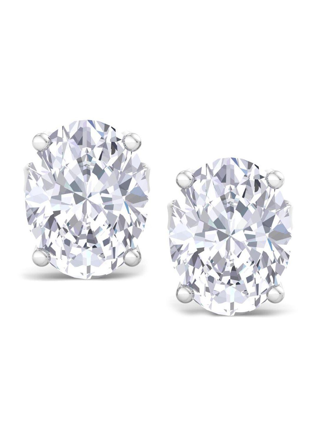 inddus jewels rhodium-plated oval studs earrings