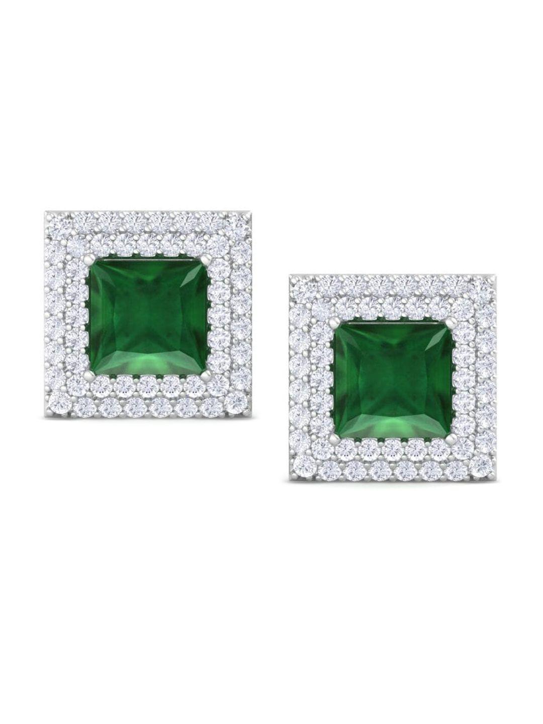 inddus jewels rhodium-plated square studs earrings