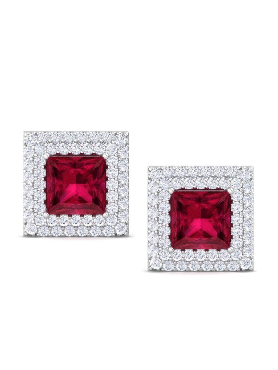 inddus jewels rhodium-plated square studs earrings