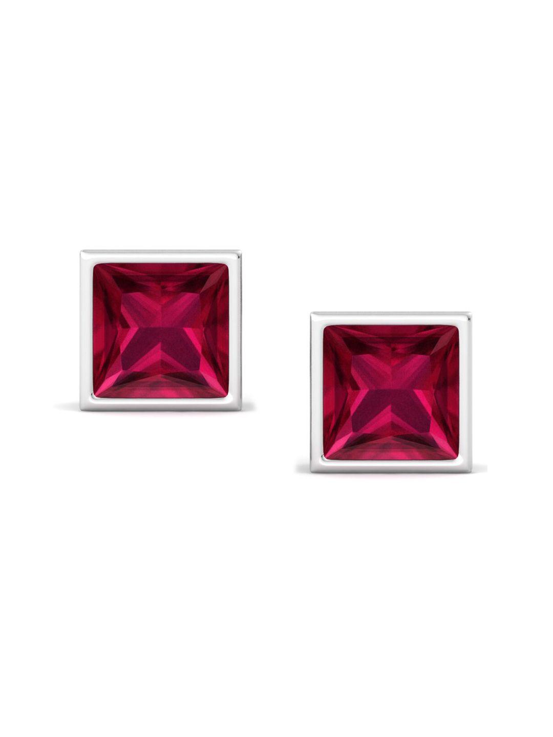 inddus jewels rhodium-plated squared shaped studs earrings