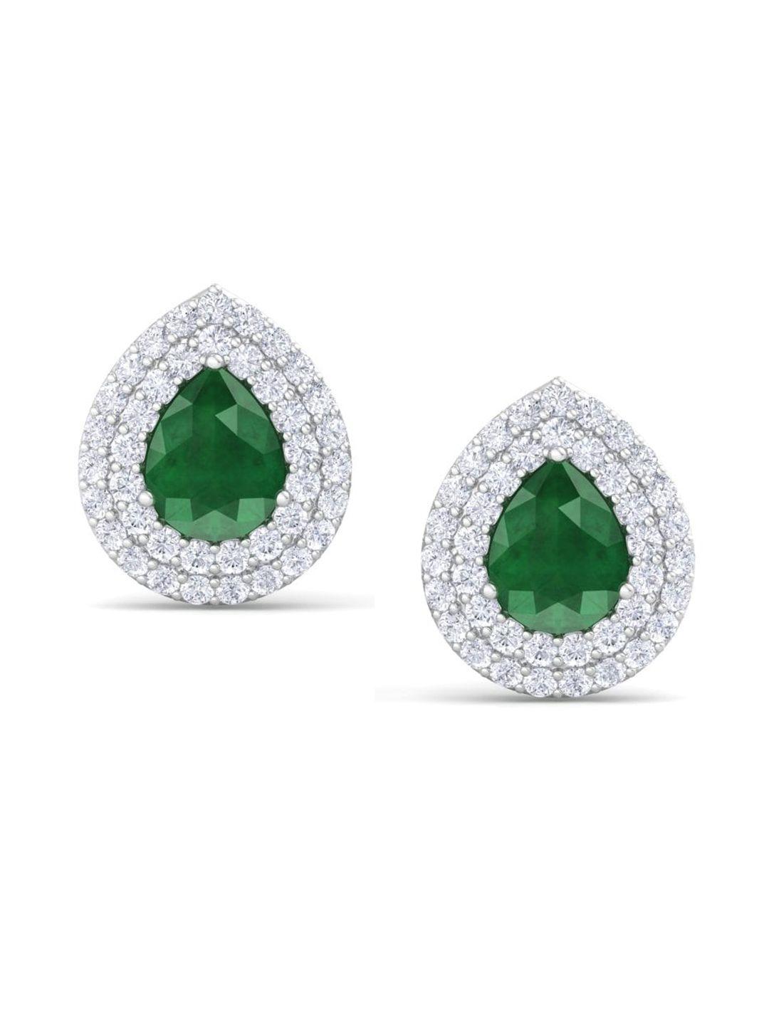 inddus jewels rhodium-plated teardrop shaped studs earrings