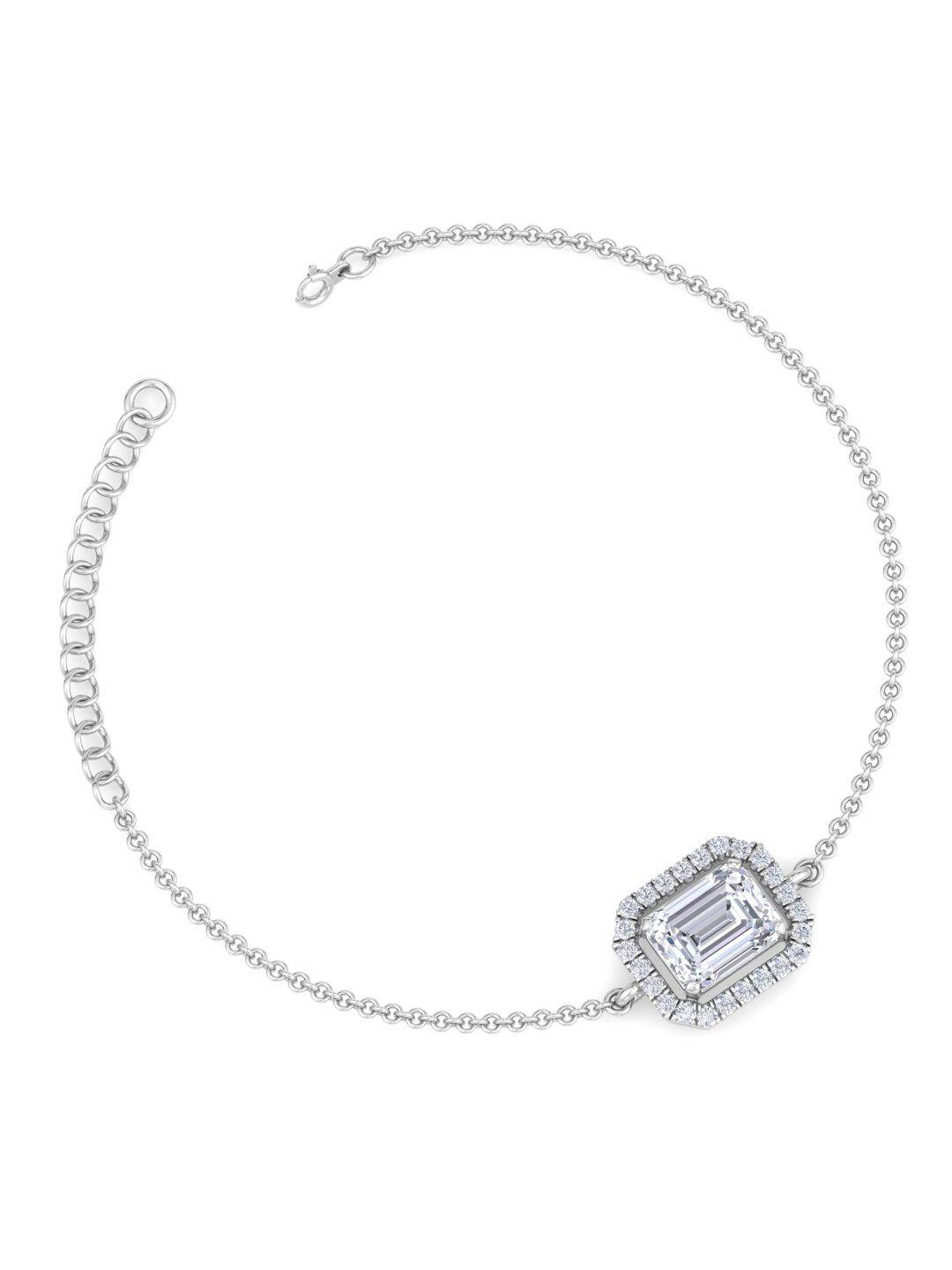 inddus jewels women silver-toned & white sterling silver cubic zirconia rhodium-plated link bracelet