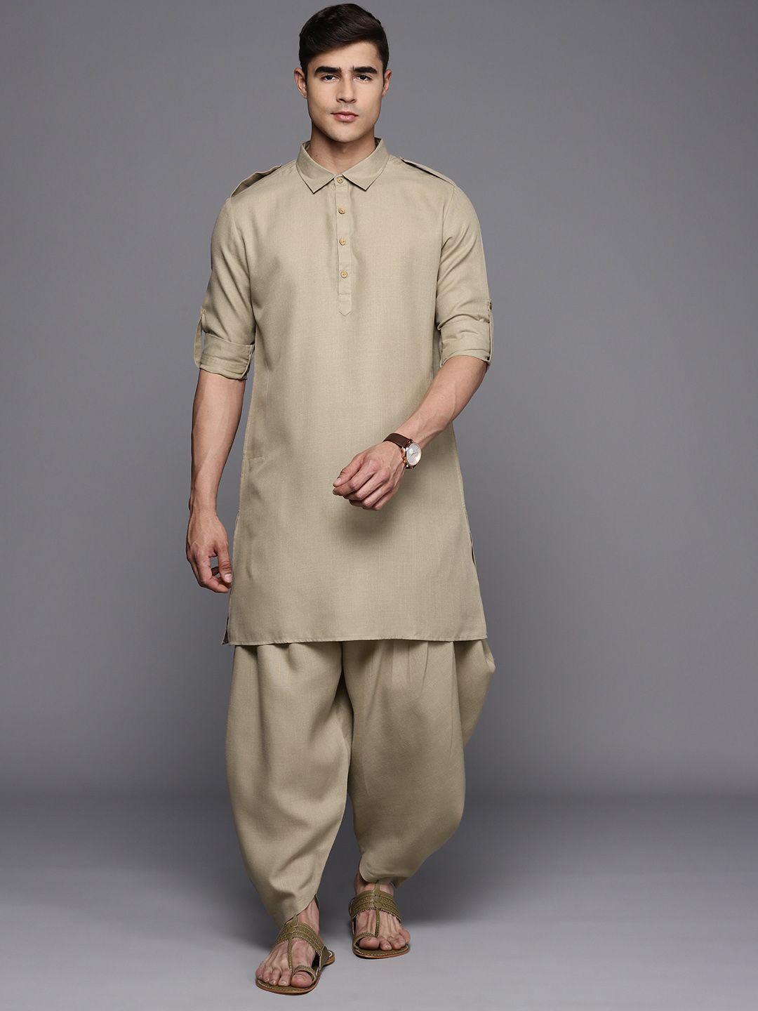 inddus linen pathani kurta with dhoti pants