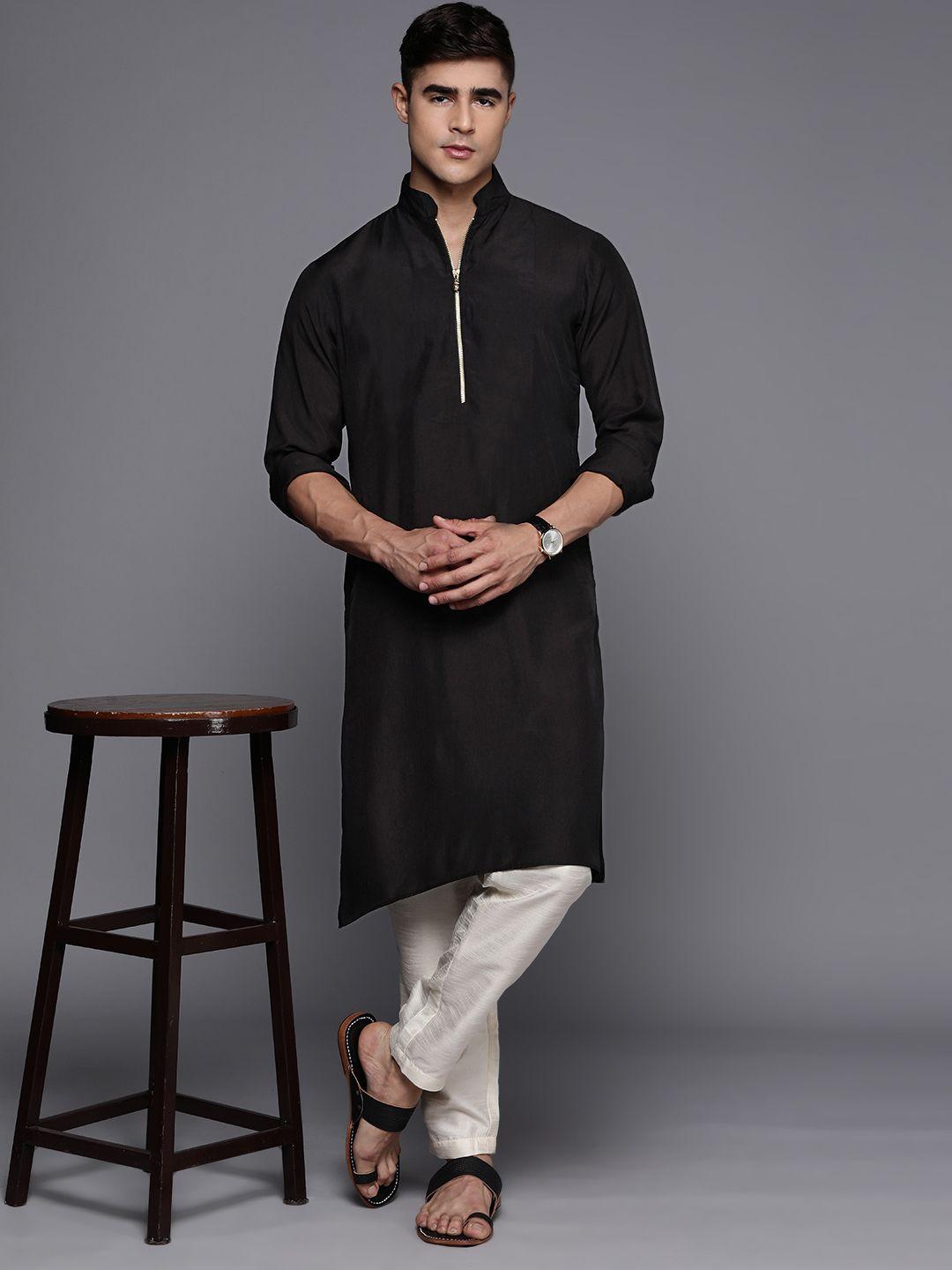 inddus men solid straight kurta