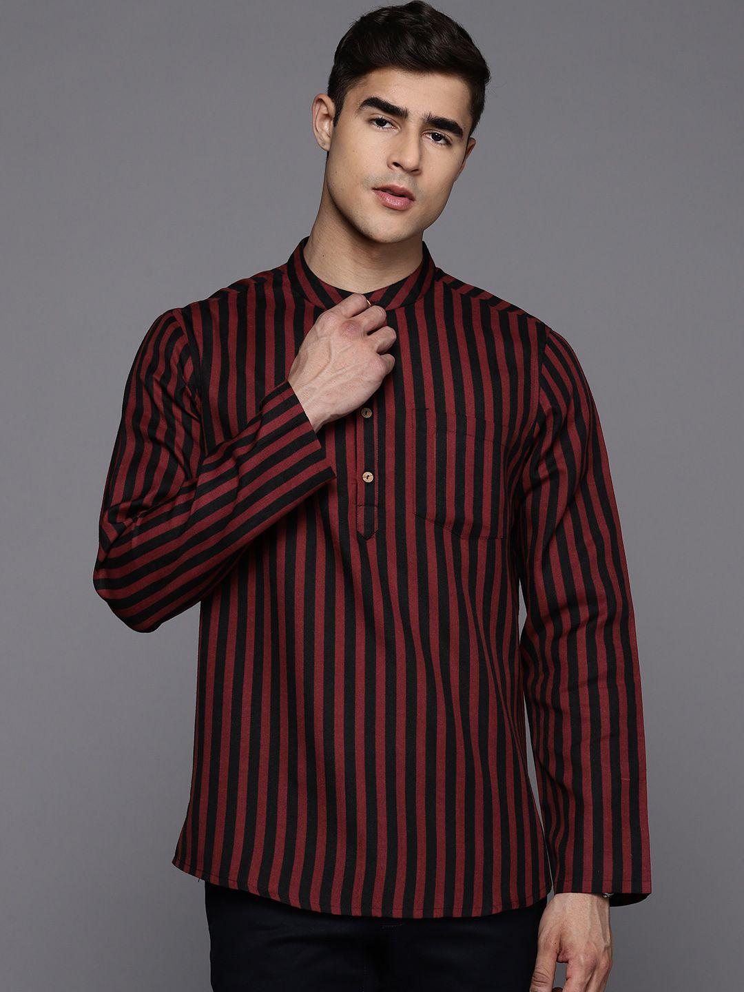 inddus striped linen blend kurta