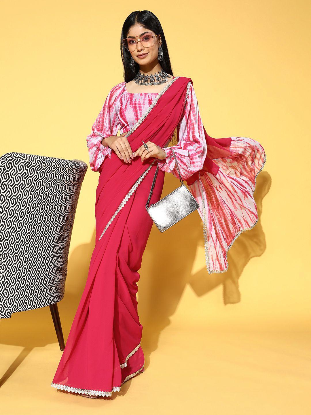 inddus tie and dye saree with solid border