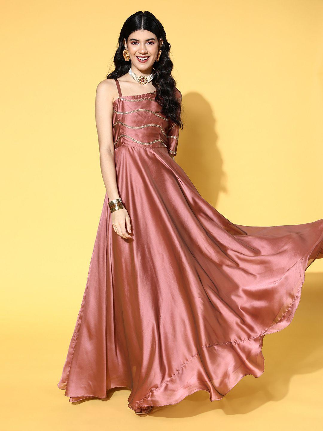 inddus women elegant mauve embellished gown for days