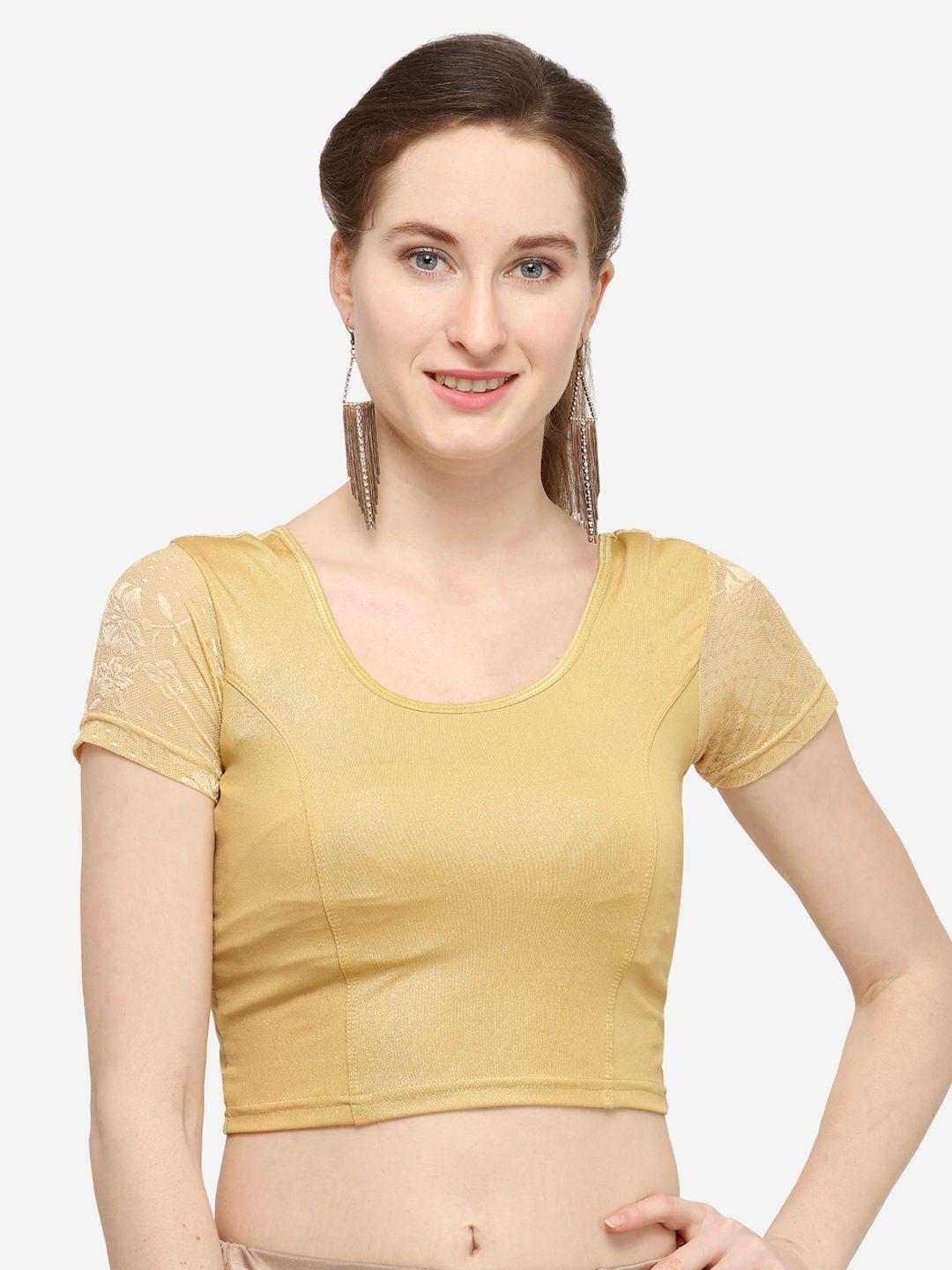 inddus women gold-toned solid saree blouse