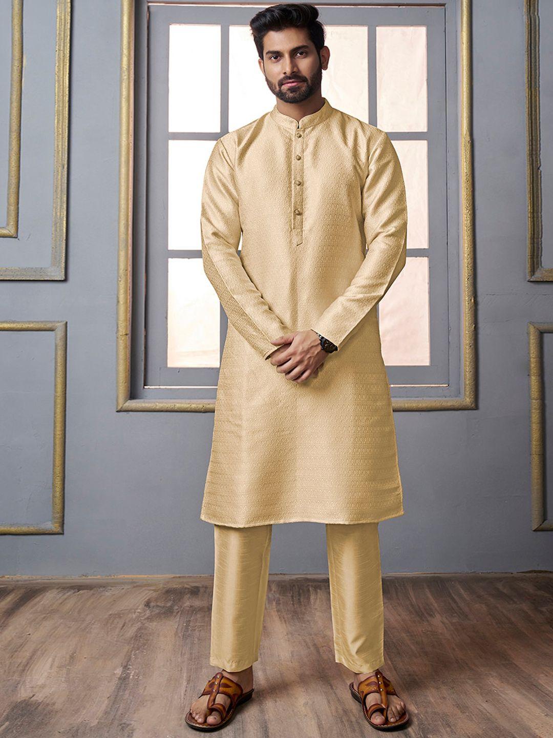 inddus woven design regular kurta with trousers