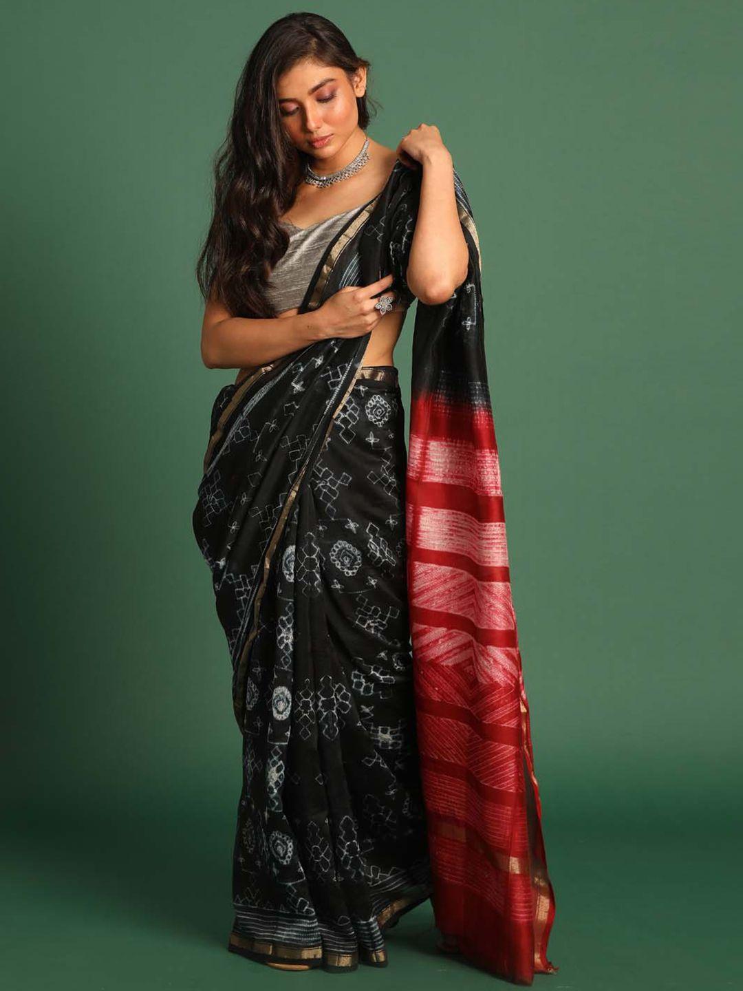 indethnic ethnic motifs zari silk cotton chanderi saree