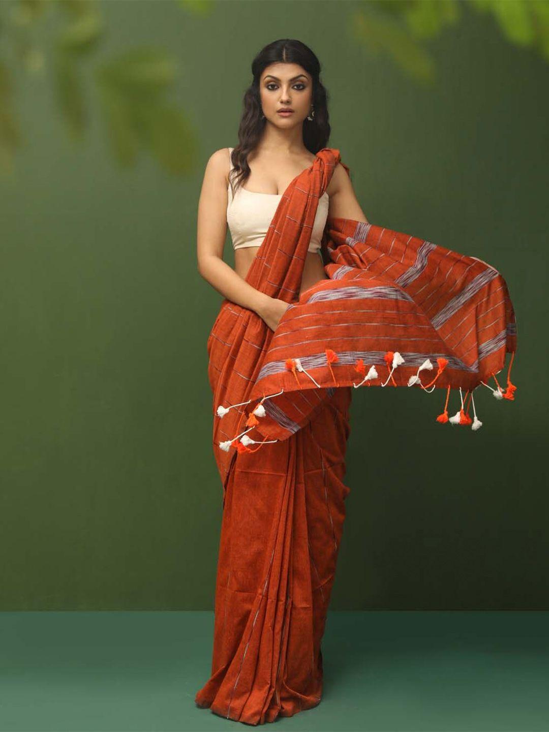 indethnic striped handloom saree