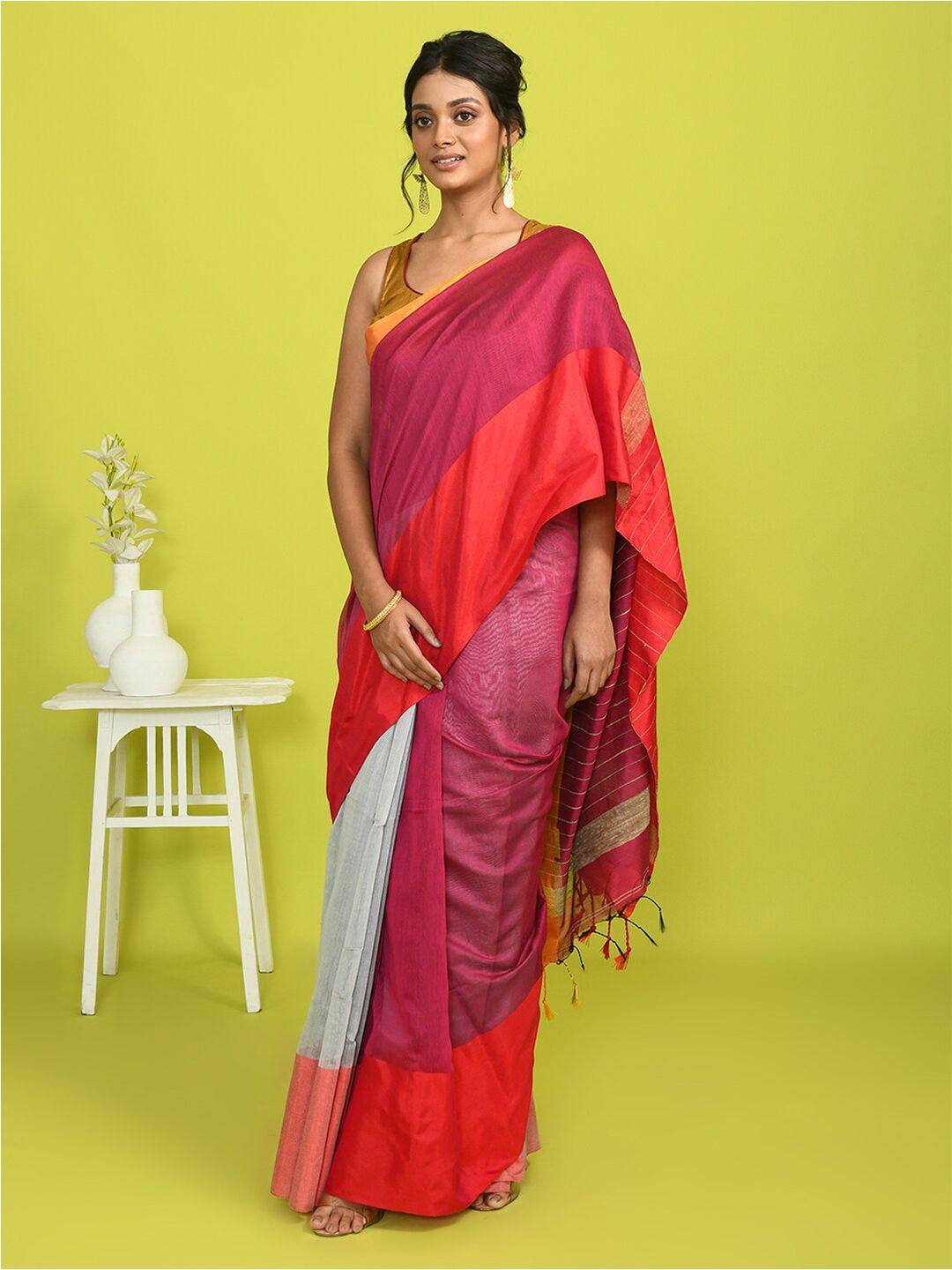 indethnic ethnic colourblocked saree