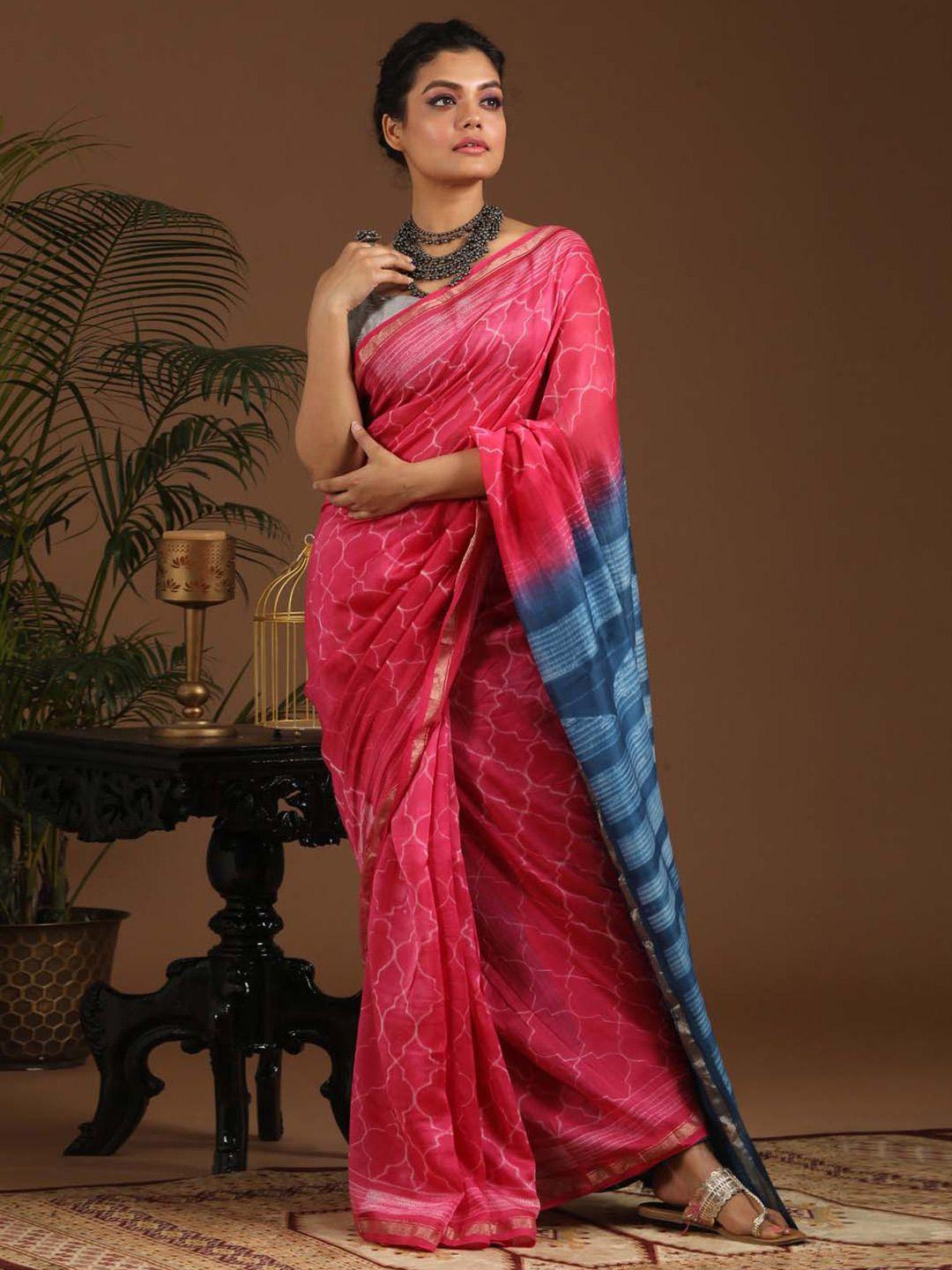 indethnic ethnic motifs zari silk cotton chanderi saree