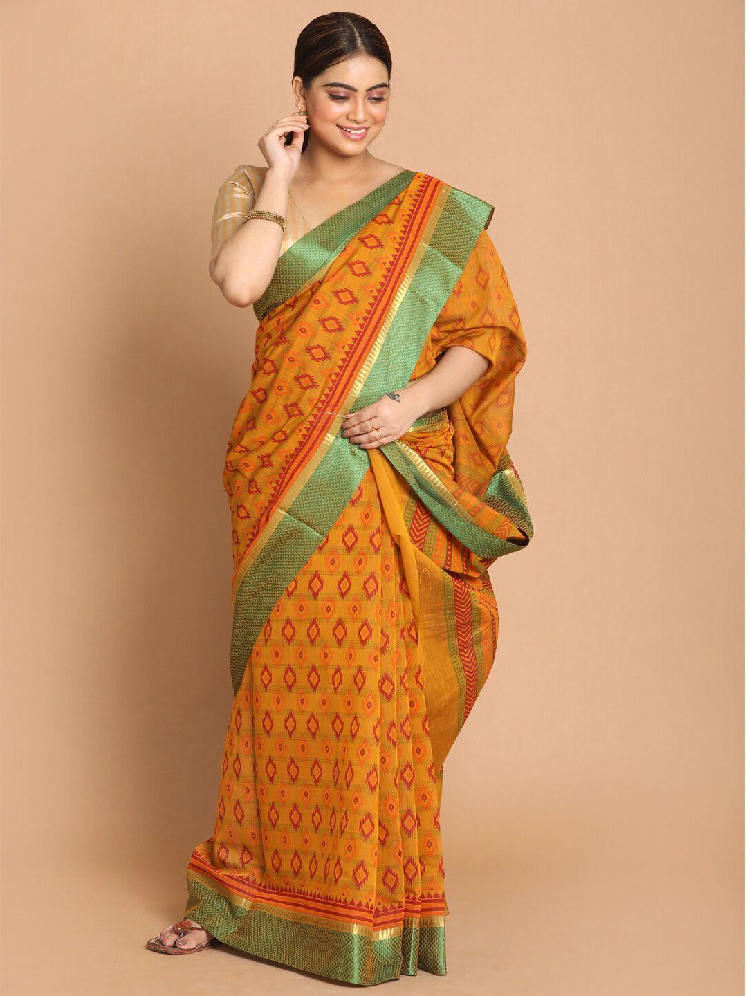 indethnic orange & red ethnic motifs saree