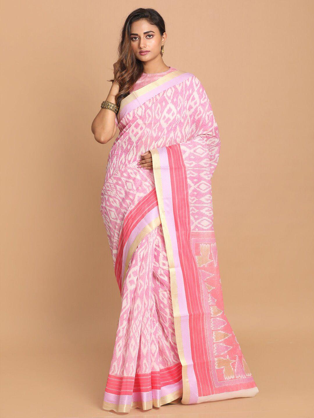 indethnic purple & pink ethnic motifs printed saree