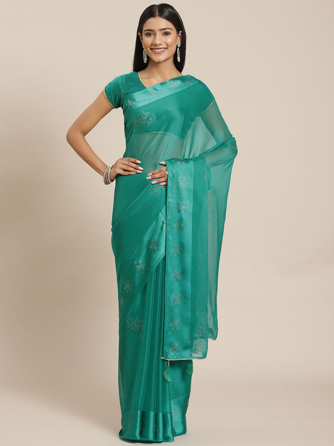 indi inside green embellished sequinned saree