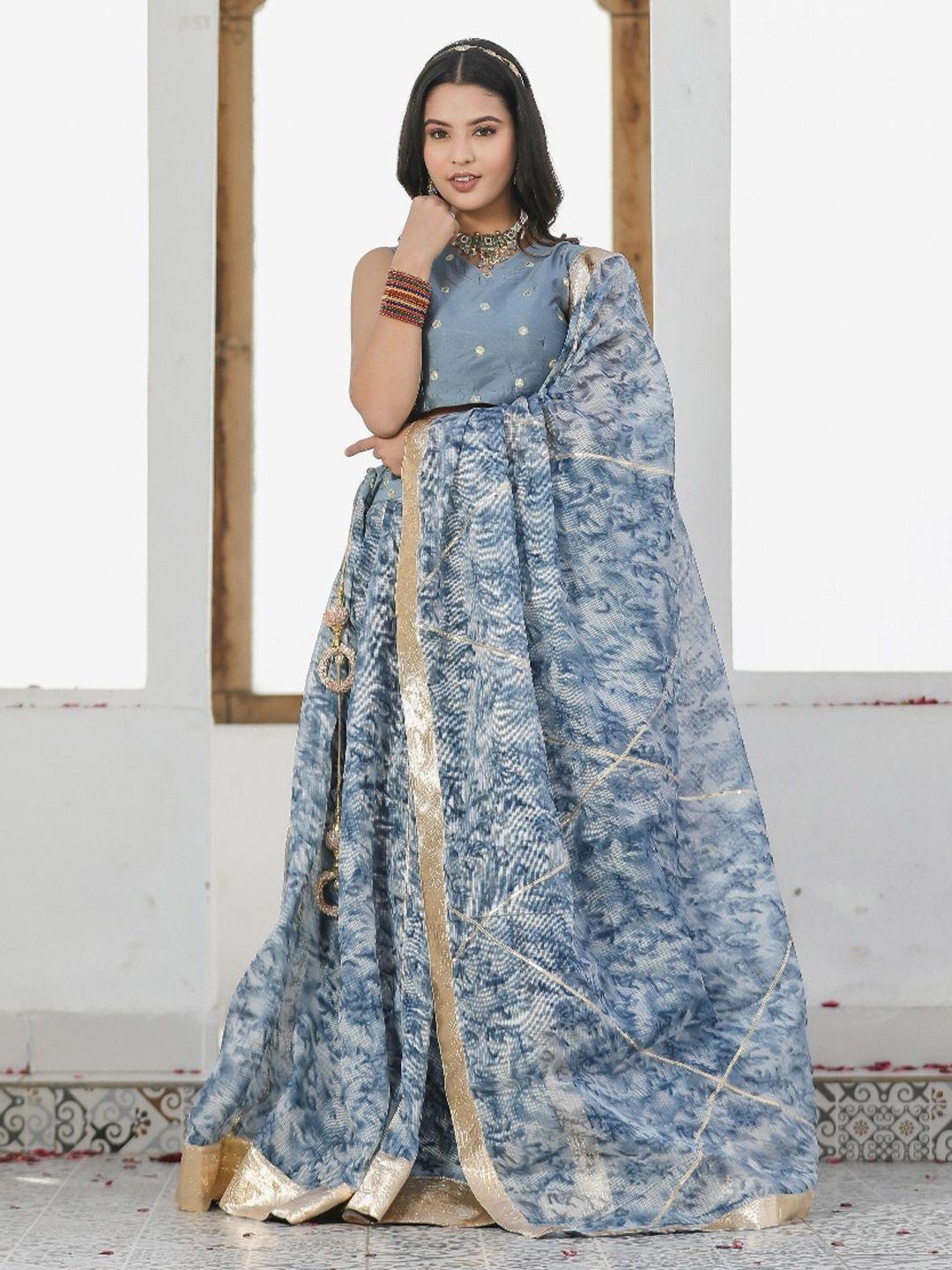 indi inside embroidered tie and dye ready to wear lehenga & unstitched blouse with dupatta